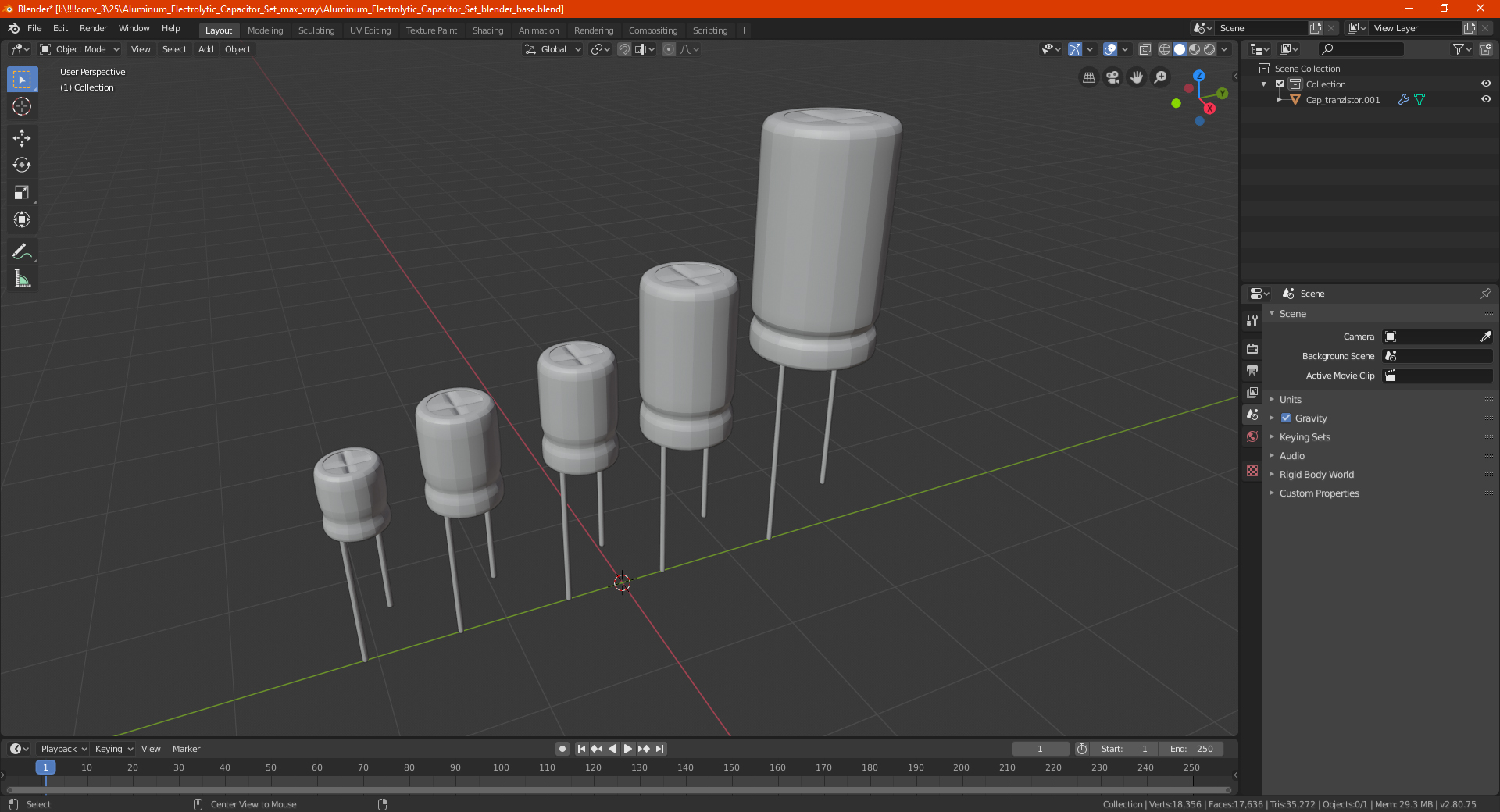 3D model Aluminum Electrolytic Capacitor Set
