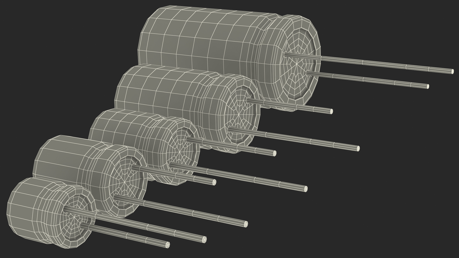 3D model Aluminum Electrolytic Capacitor Set