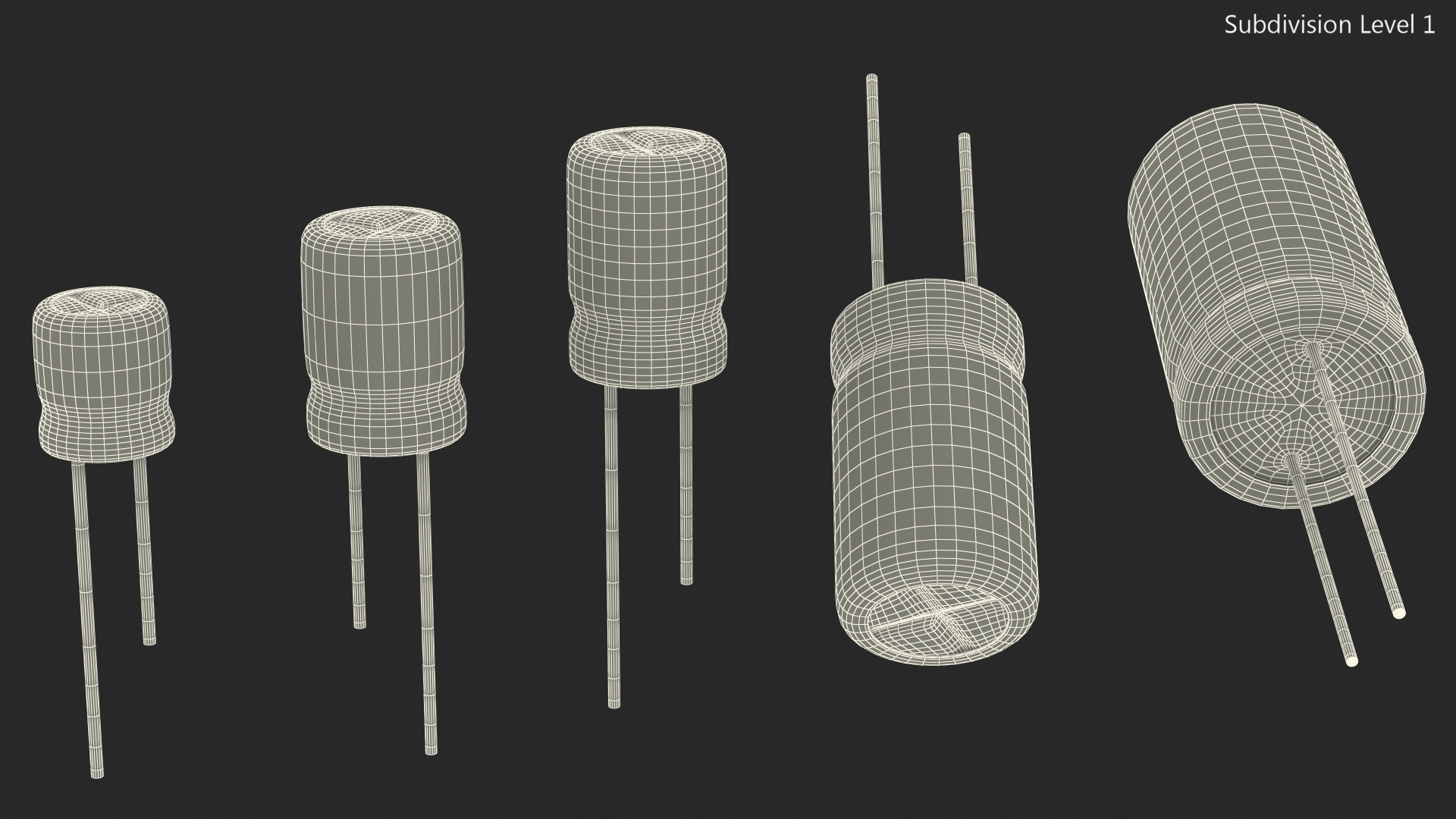 3D model Aluminum Electrolytic Capacitor Set