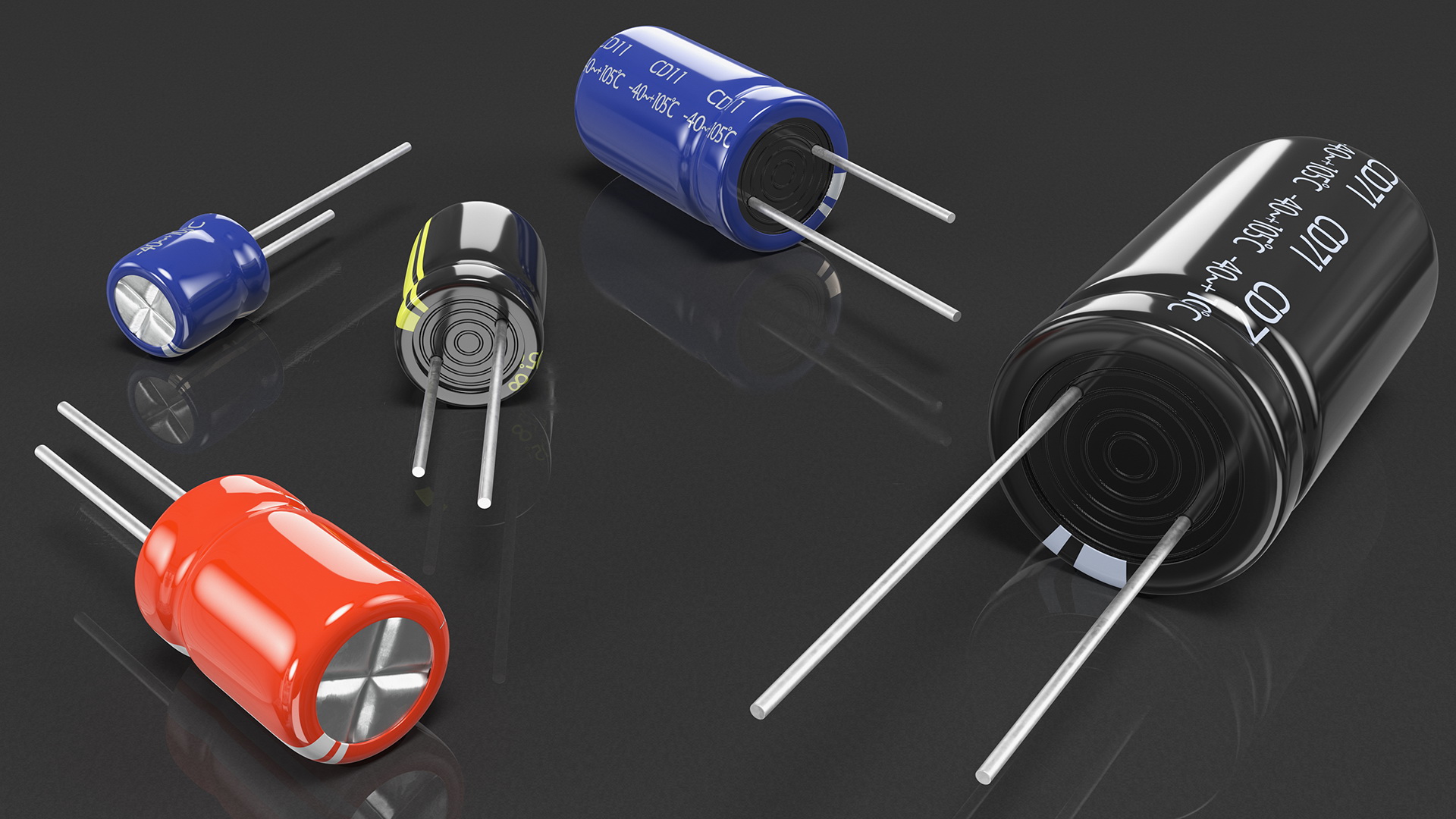 3D model Aluminum Electrolytic Capacitor Set