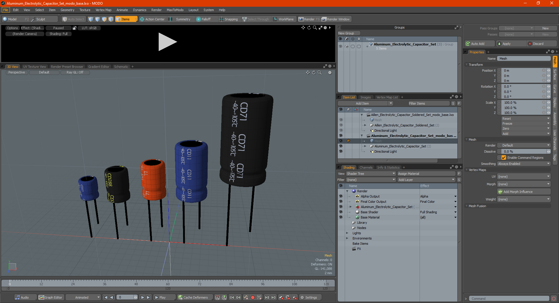 3D model Aluminum Electrolytic Capacitor Set
