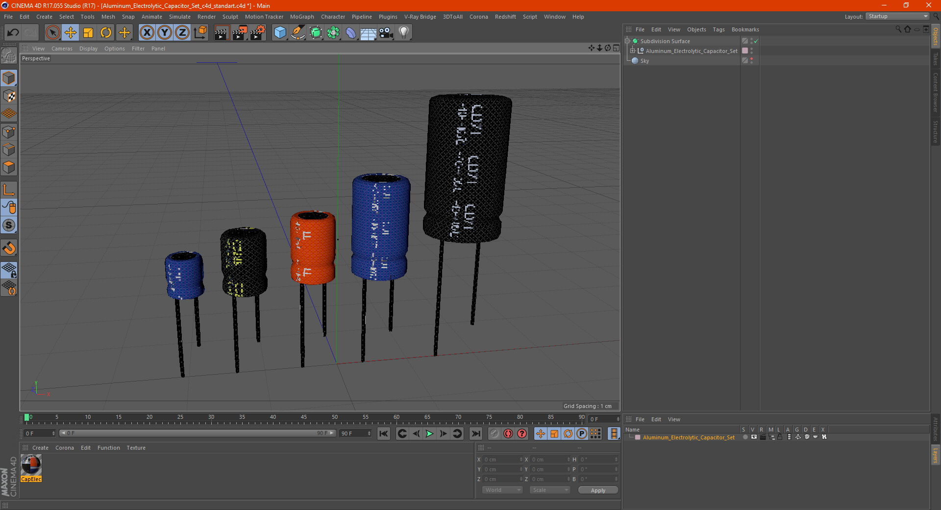 3D model Aluminum Electrolytic Capacitor Set