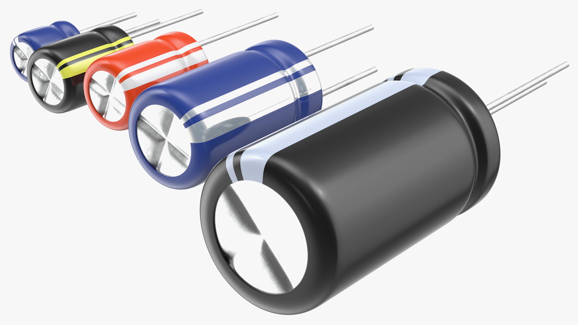 3D model Aluminum Electrolytic Capacitor Set