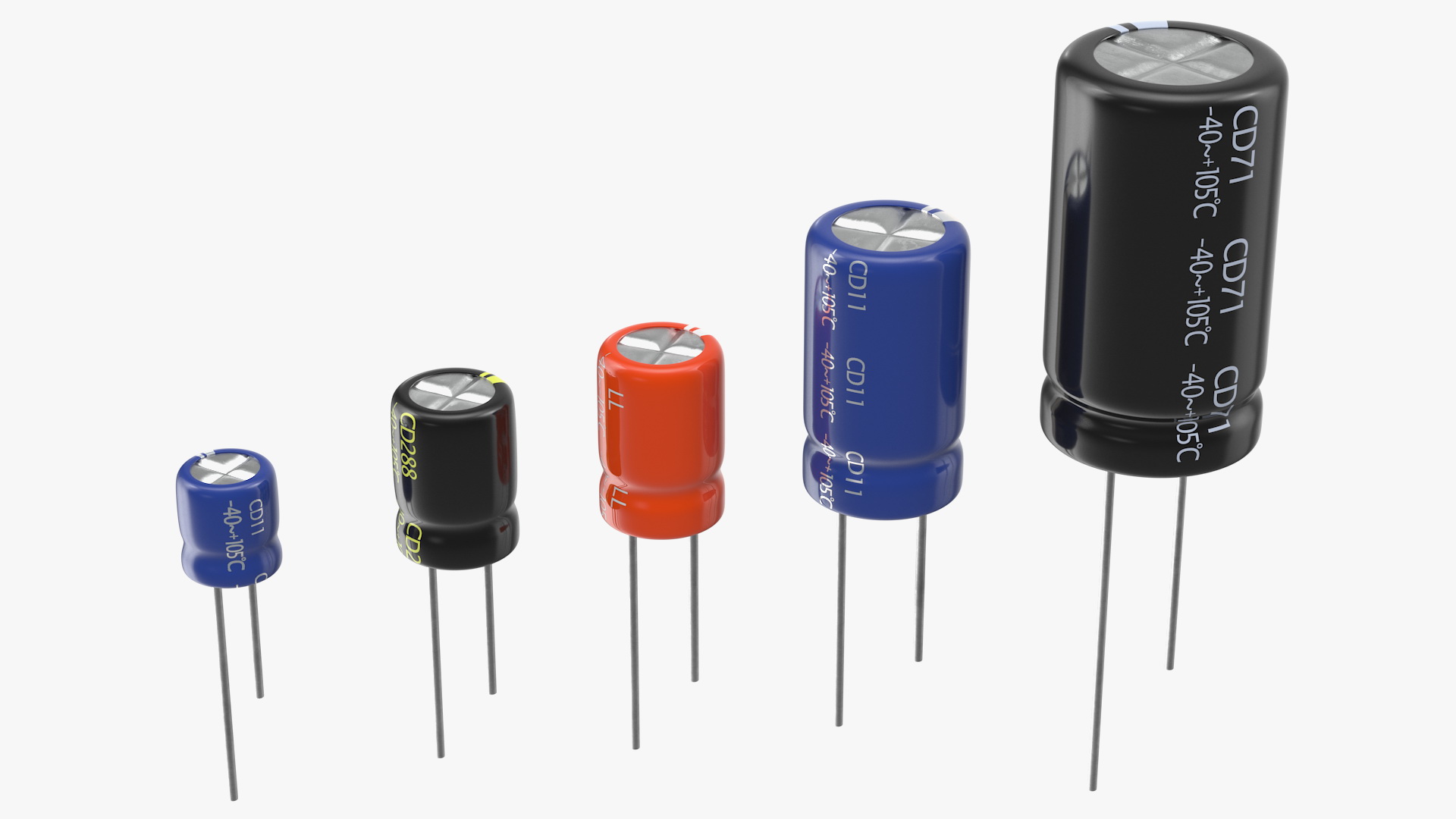 3D model Aluminum Electrolytic Capacitor Set