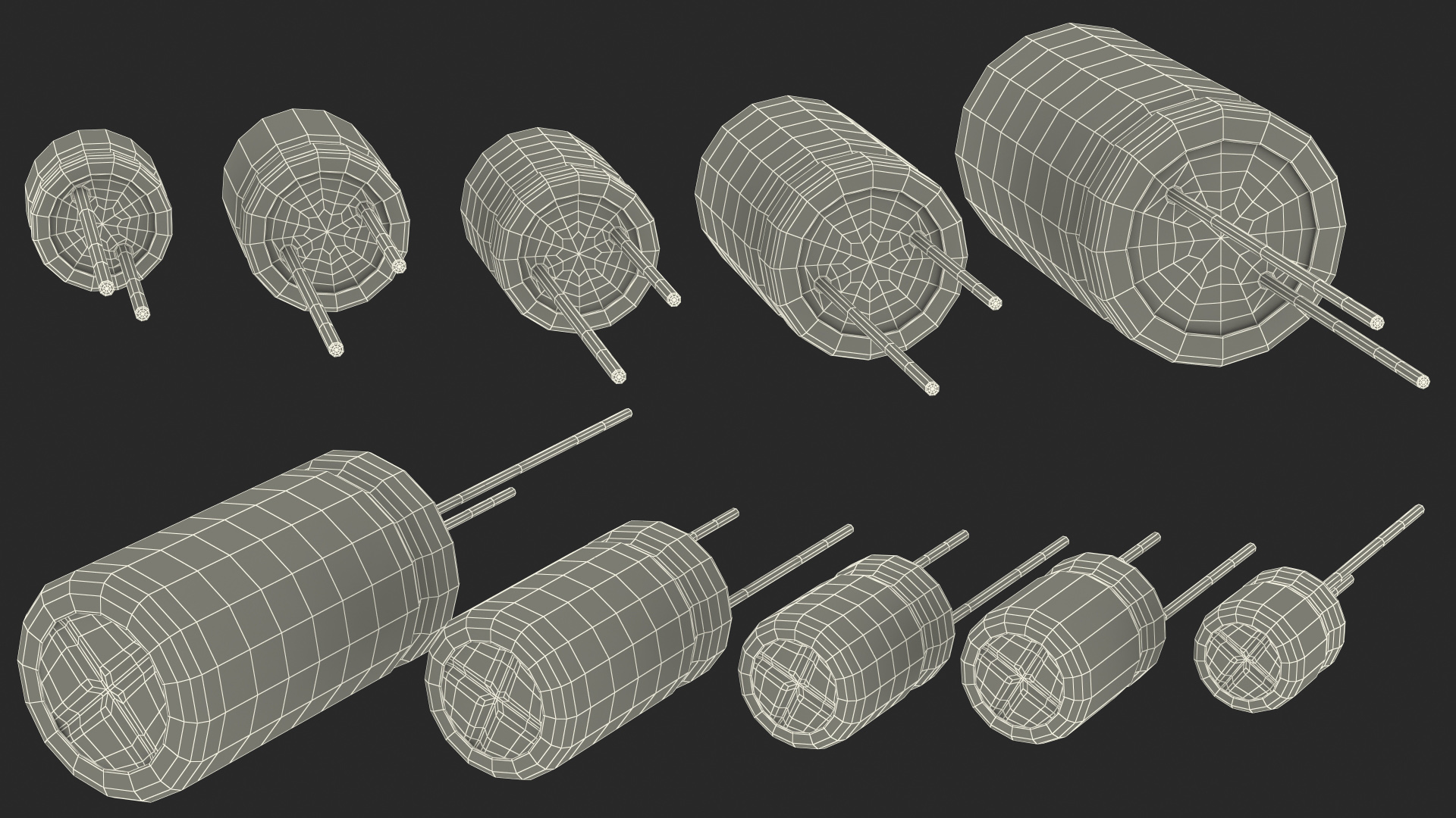 3D model Aluminum Electrolytic Capacitor Set