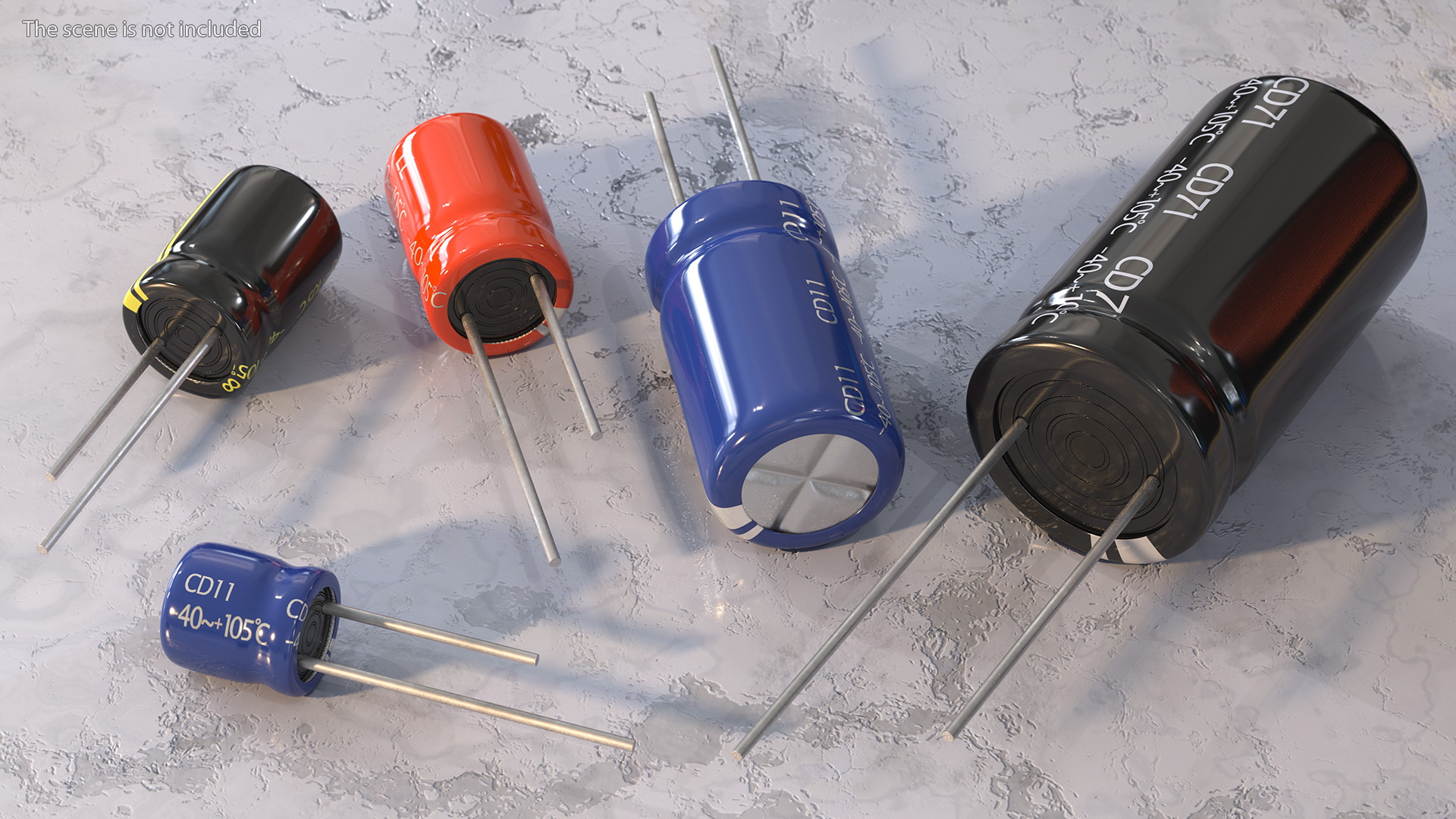 3D model Aluminum Electrolytic Capacitor Set