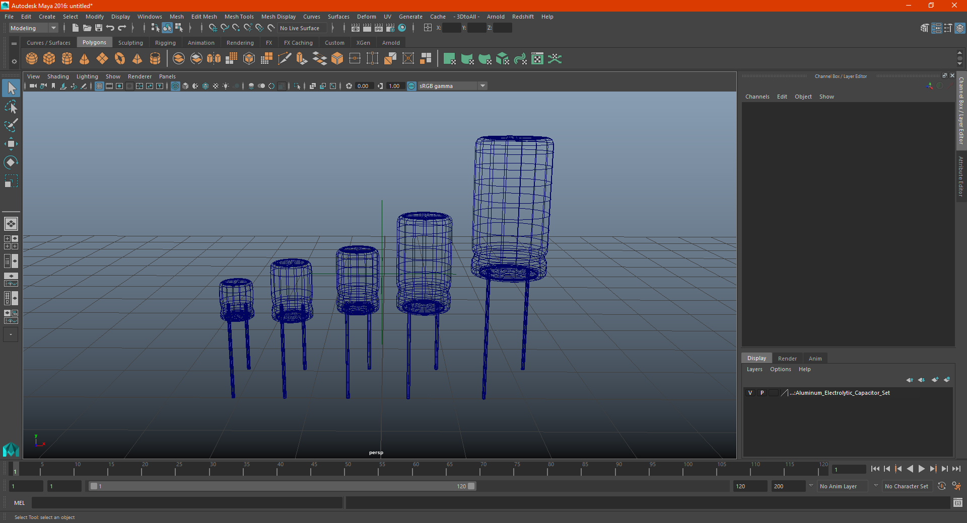 3D model Aluminum Electrolytic Capacitor Set