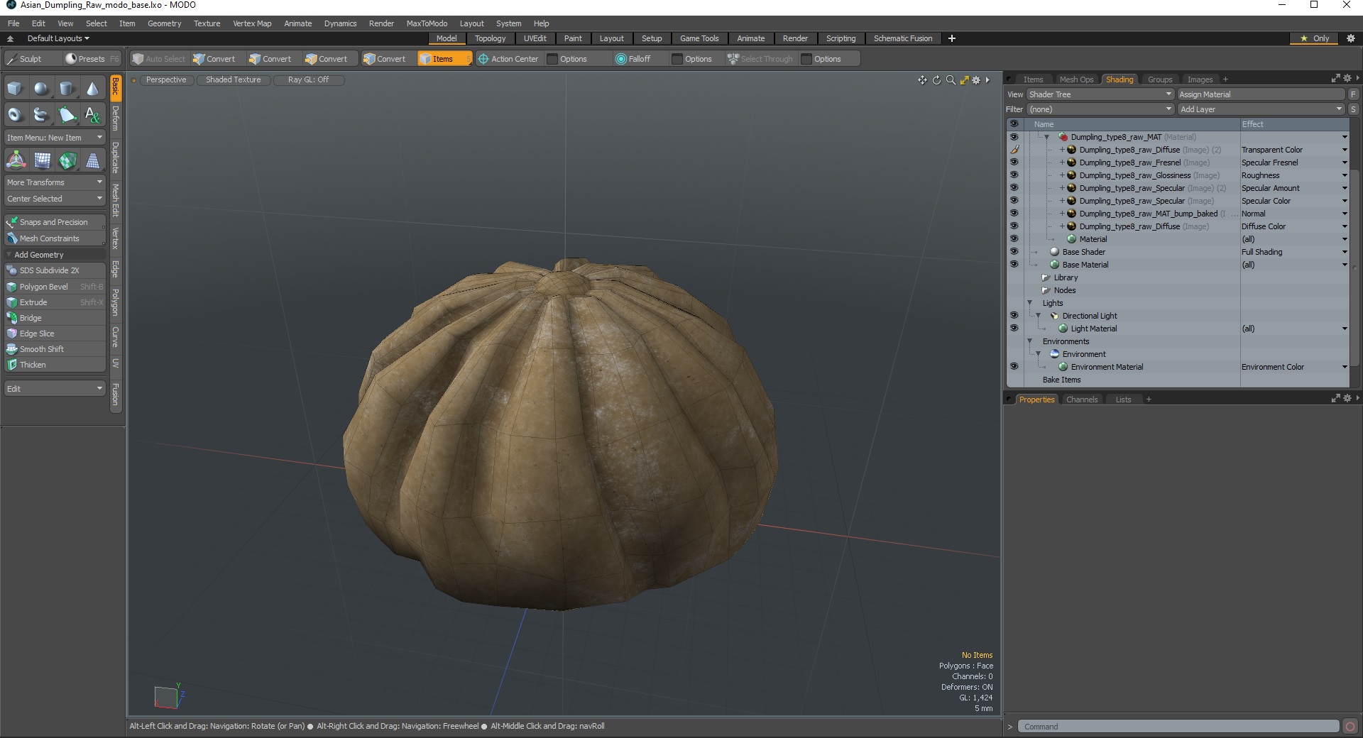 3D Asian Dumpling Raw for 3D Print