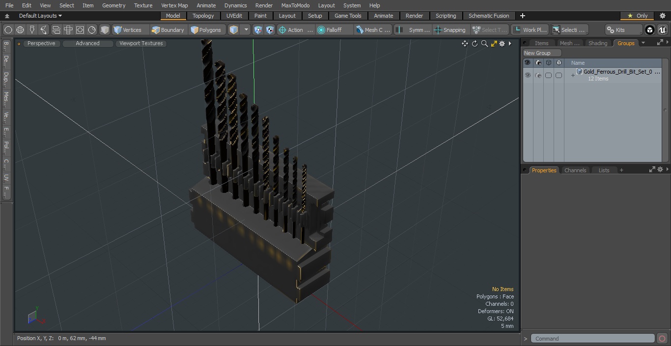 3D Gold Ferrous Drill Bit Set