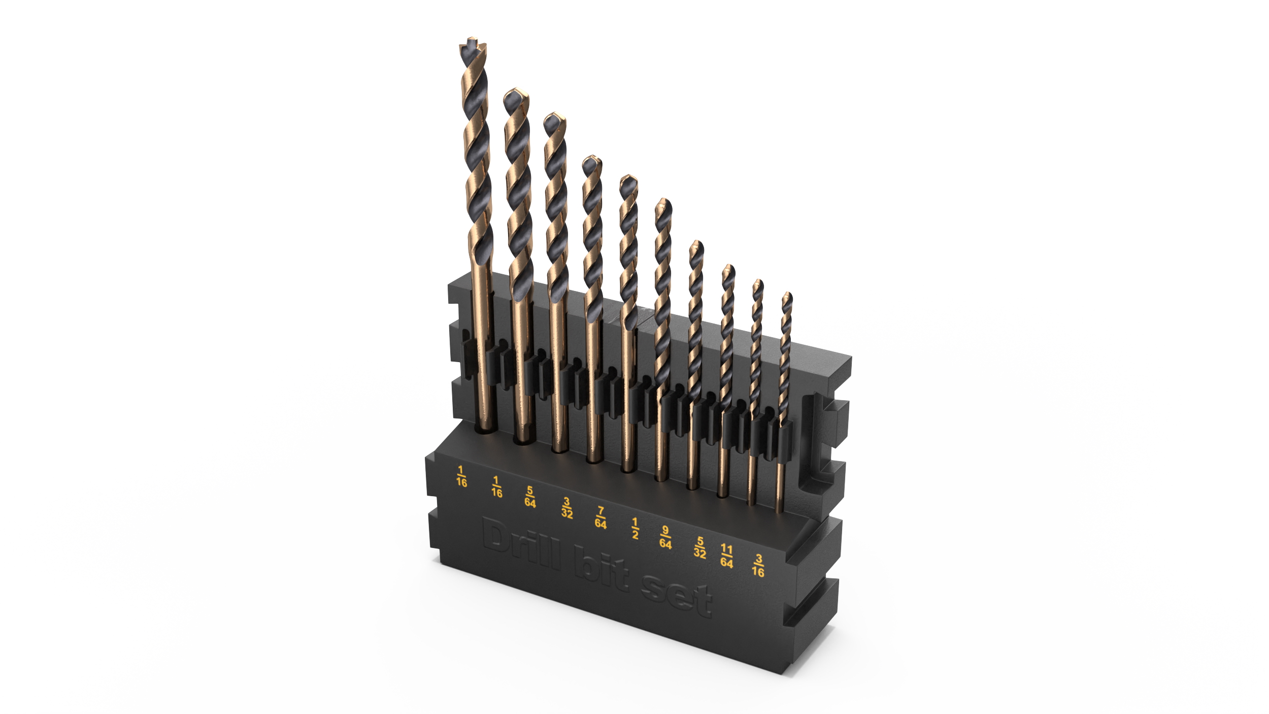3D Gold Ferrous Drill Bit Set