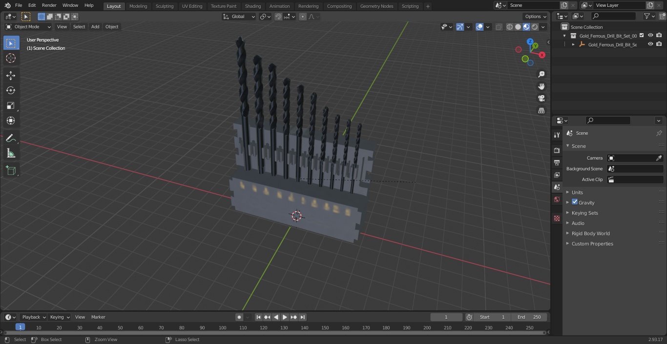3D Gold Ferrous Drill Bit Set