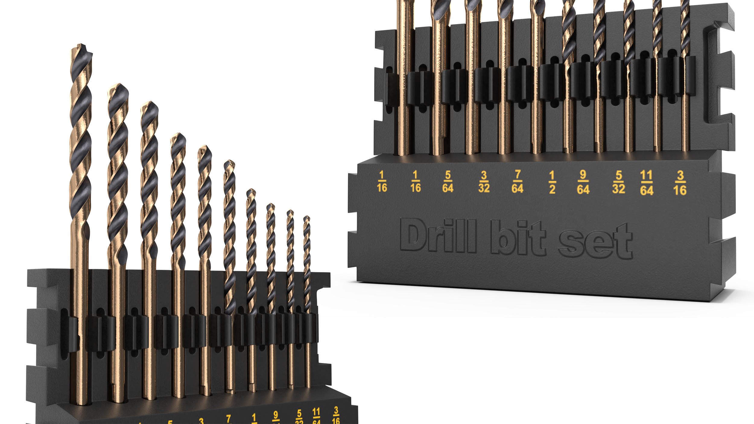 3D Gold Ferrous Drill Bit Set