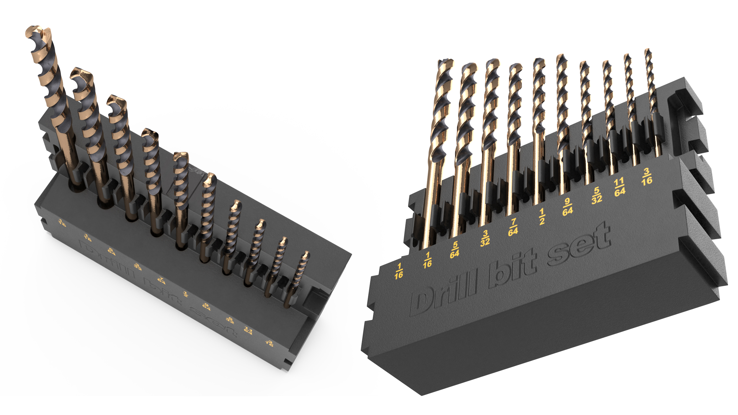 3D Gold Ferrous Drill Bit Set