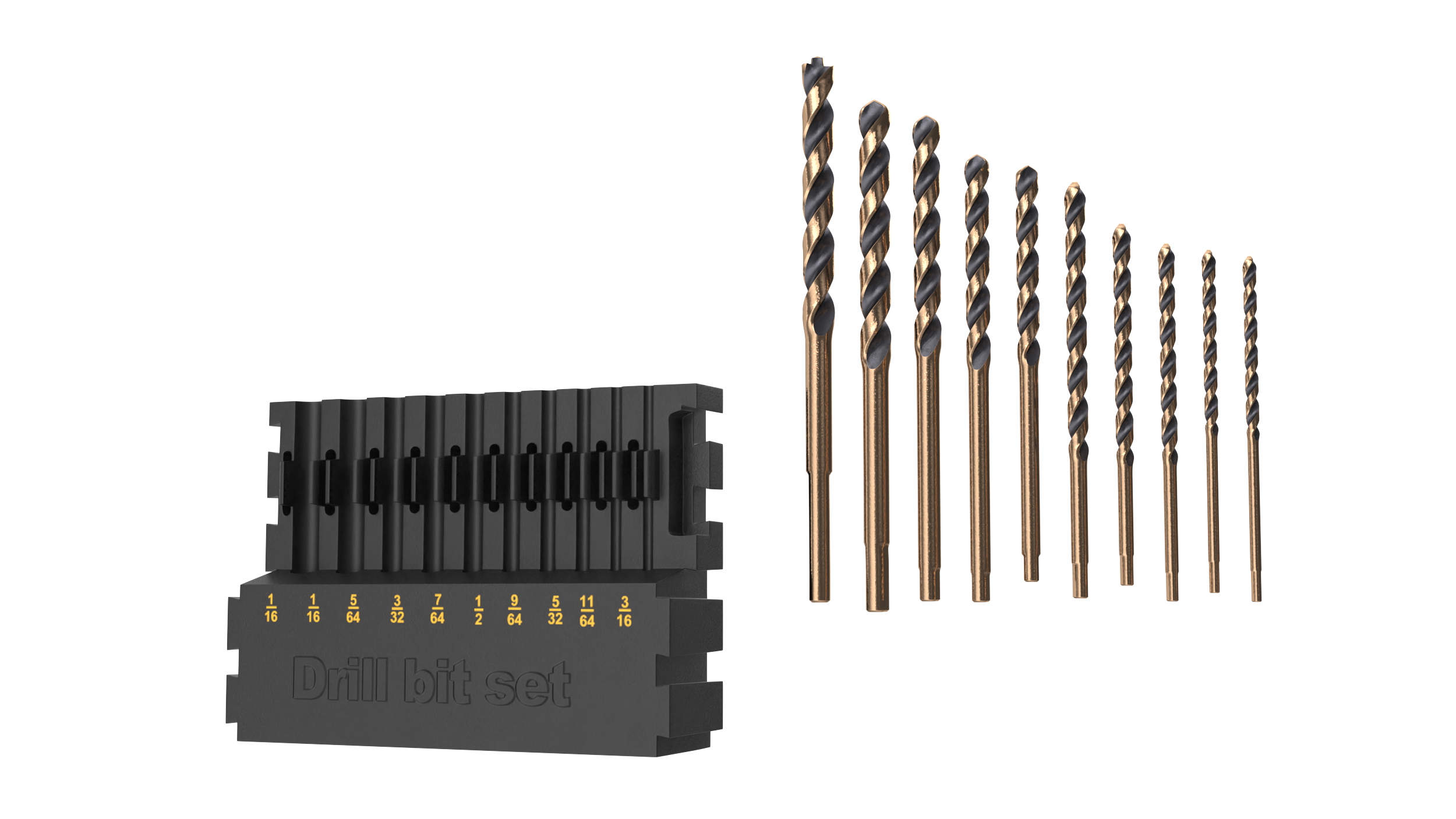 3D Gold Ferrous Drill Bit Set