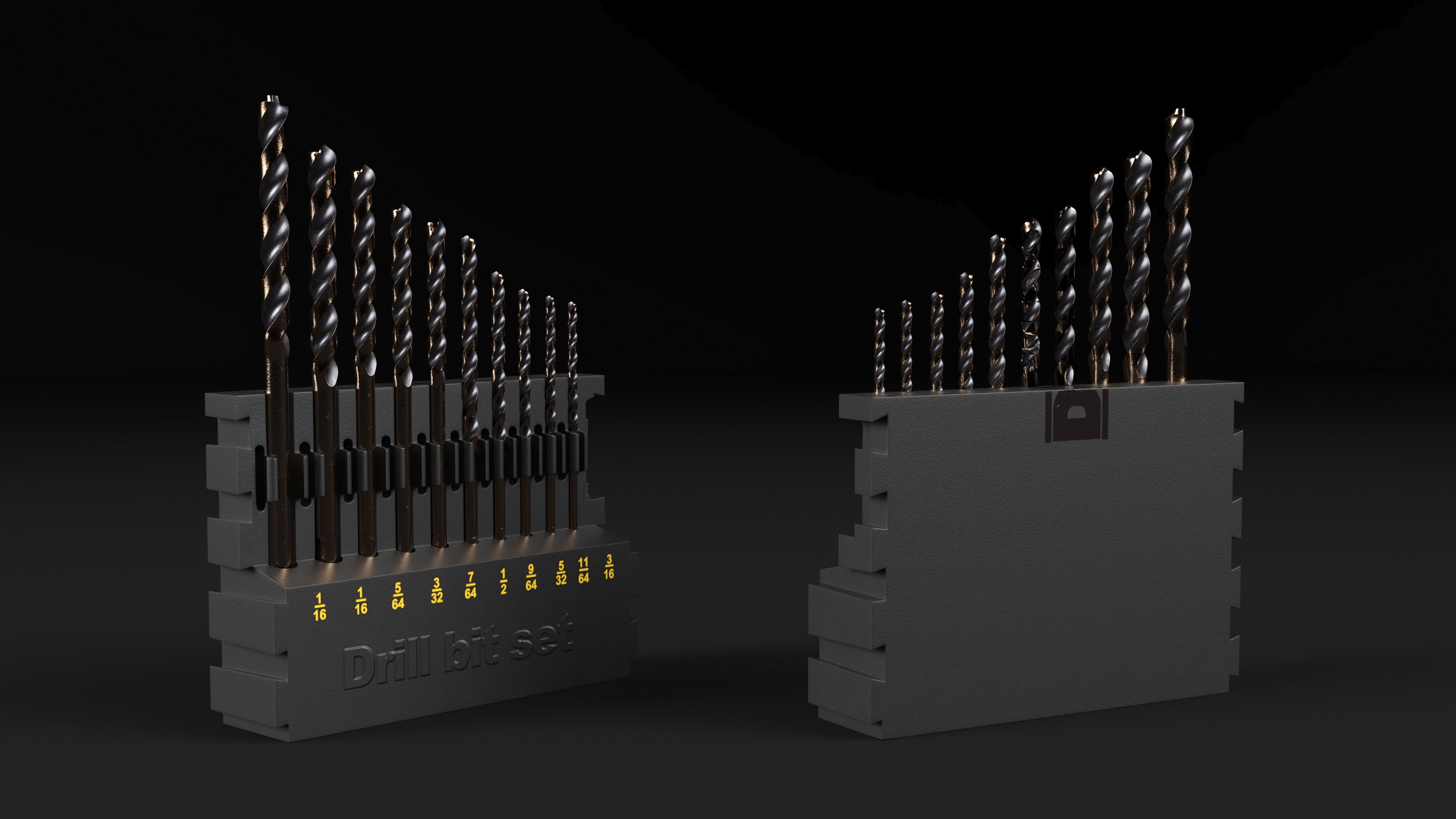 3D Gold Ferrous Drill Bit Set