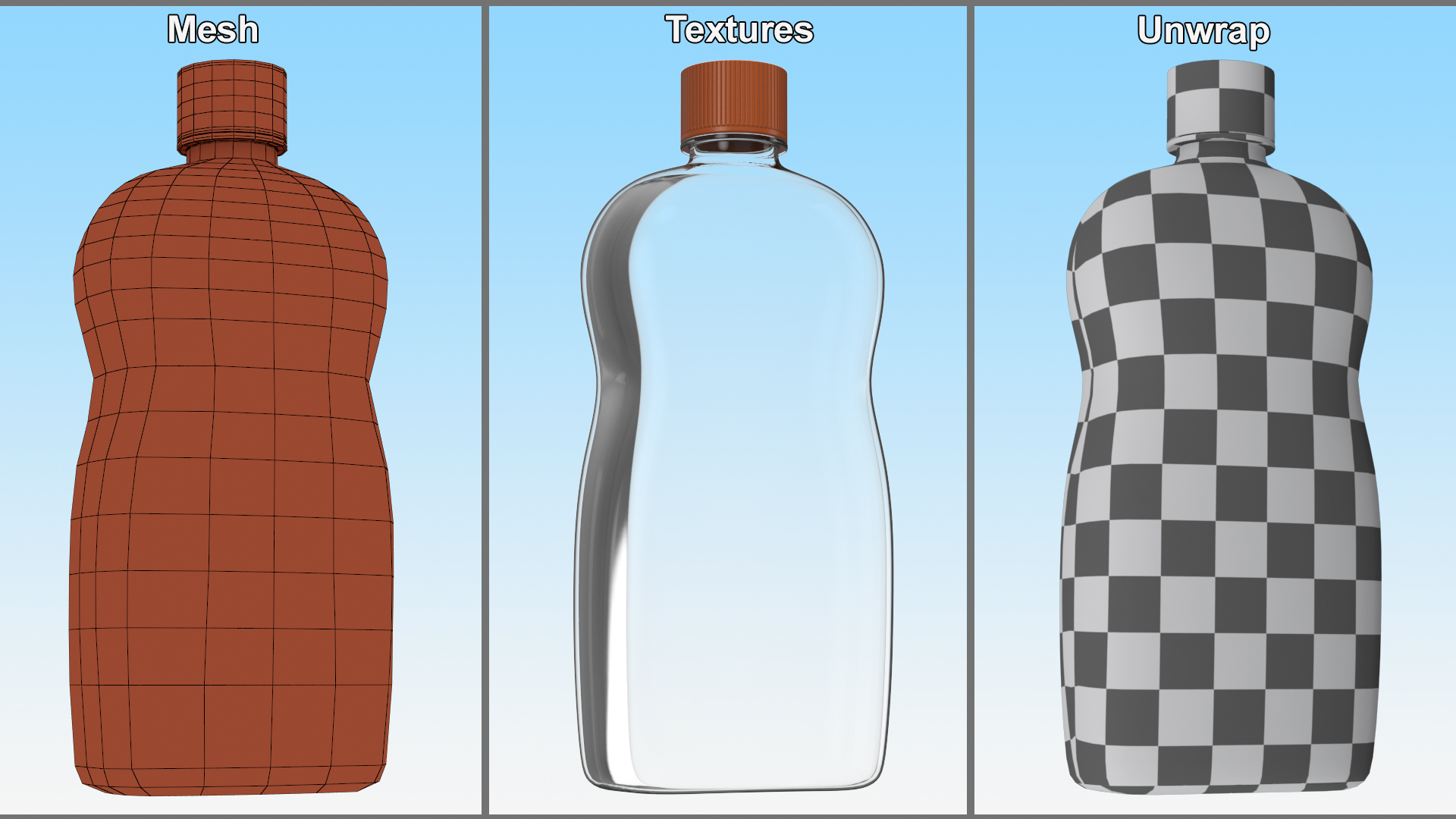 3D model Transparent Plastic Oil Bottle