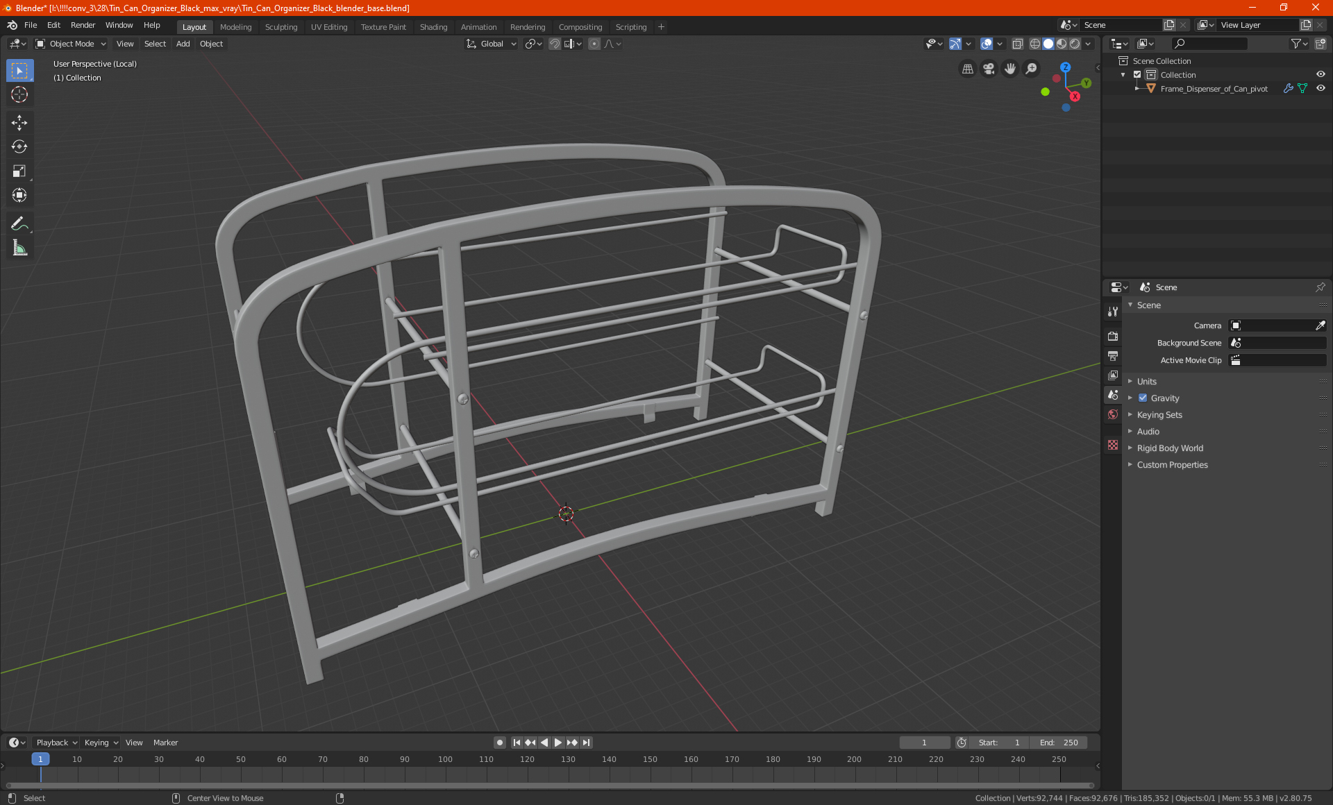 3D Tin Can Organizer Black model