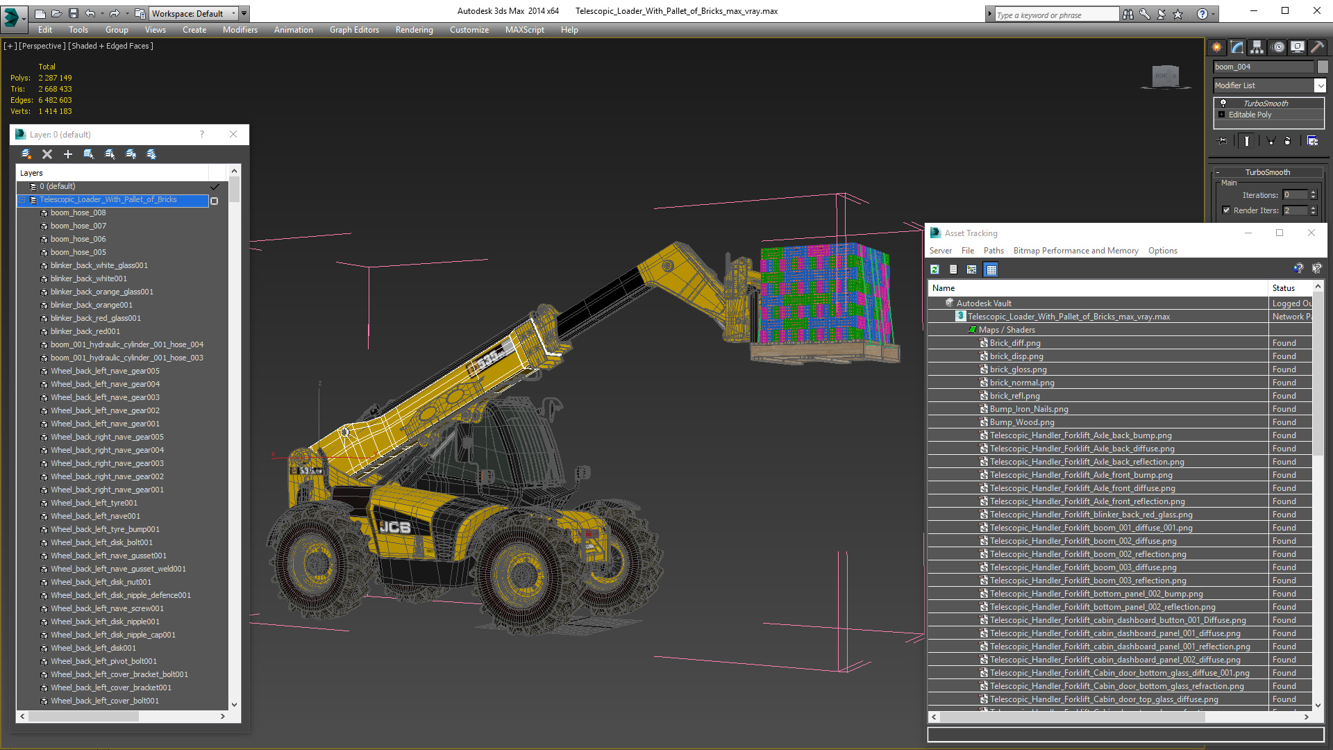 Telescopic Loader With Pallet of Bricks 3D model