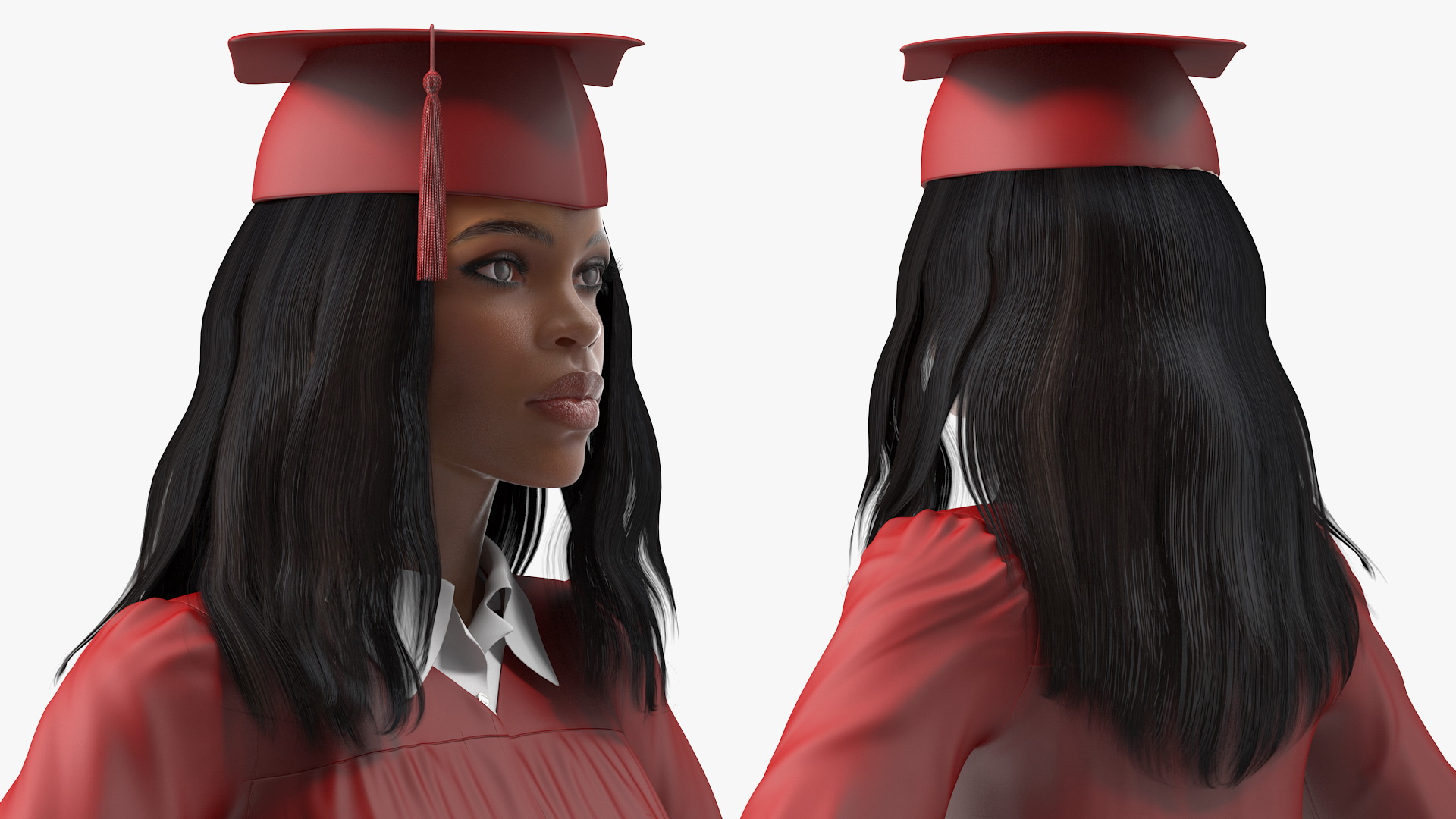 Light Skin Graduation Gown Woman Rigged 3D model