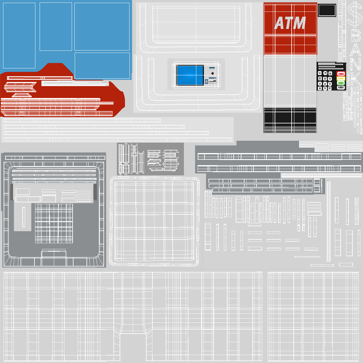 3D model Cartoon Bank Building Red