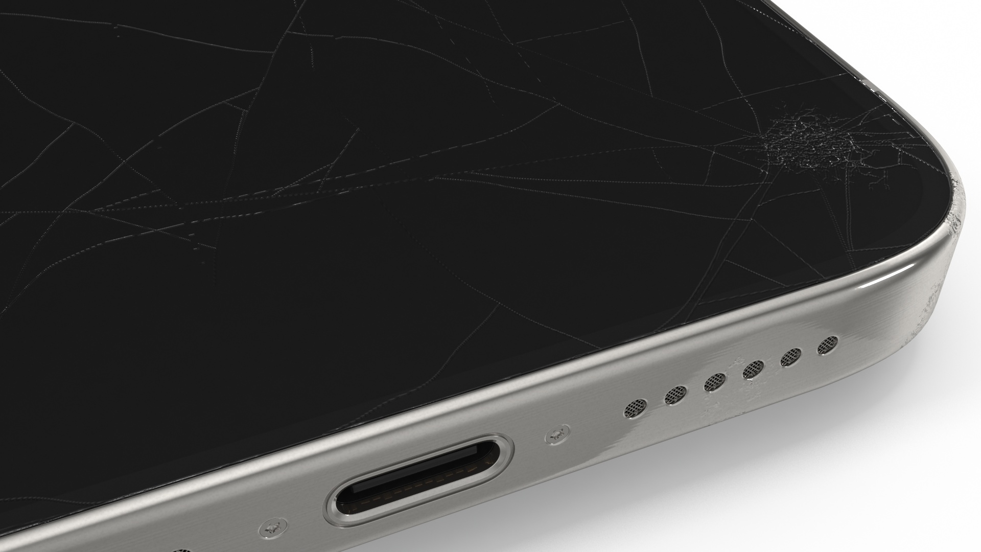3D Apple Titanium IPhone 15 Pro Max White Cracked