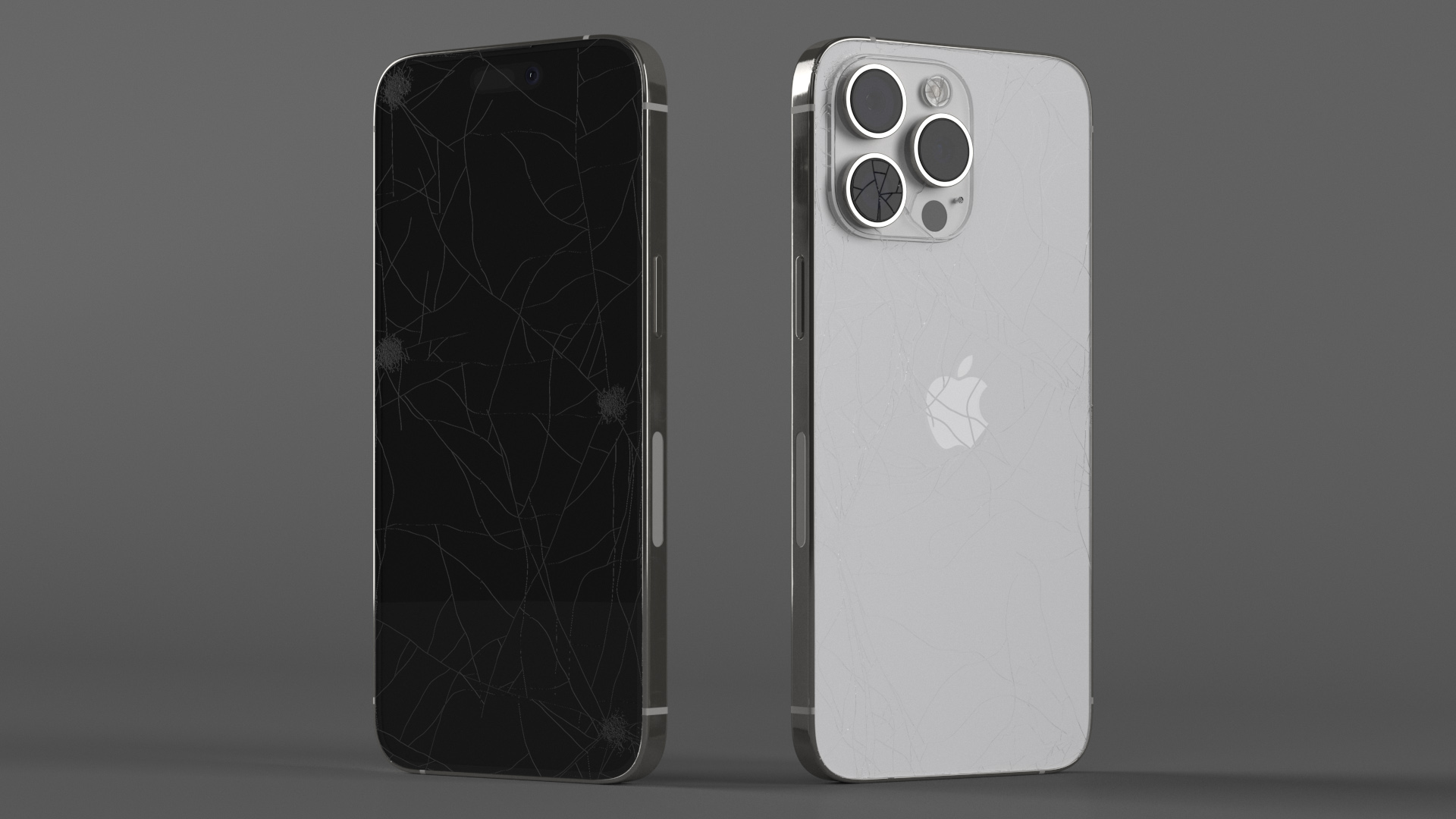 3D Apple Titanium IPhone 15 Pro Max White Cracked