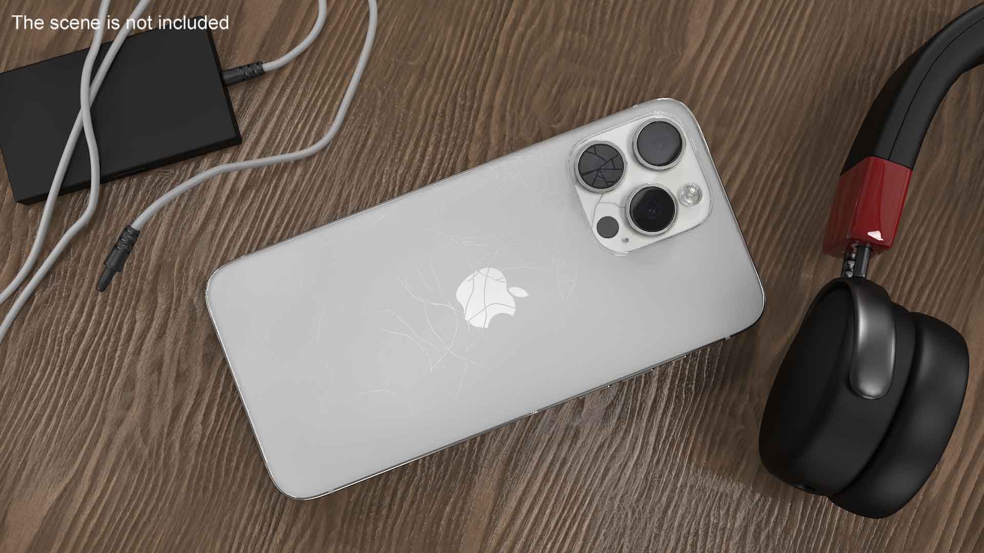 3D Apple Titanium IPhone 15 Pro Max White Cracked