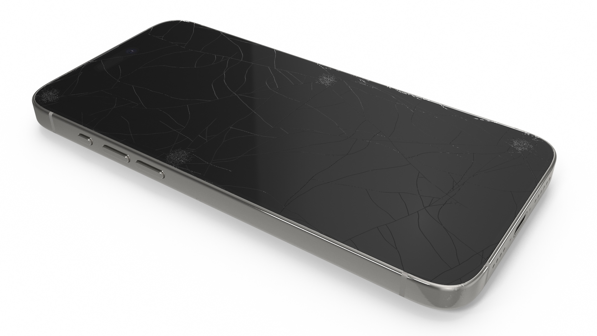 3D Apple Titanium IPhone 15 Pro Max White Cracked