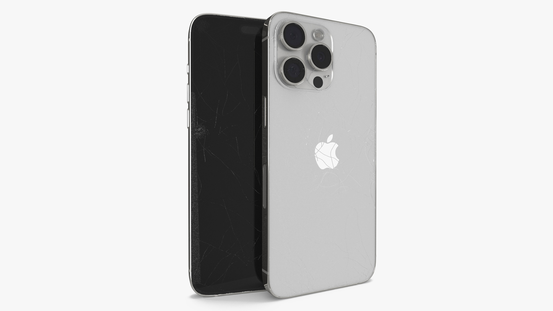 3D Apple Titanium IPhone 15 Pro Max White Cracked