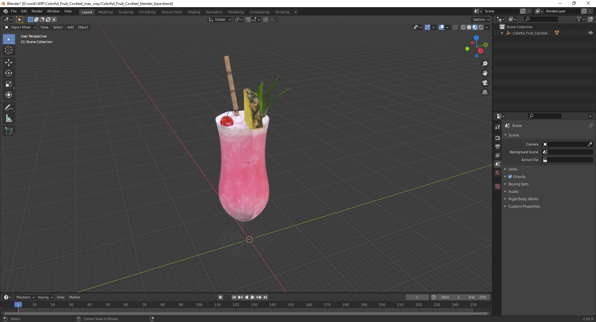 3D Colorful Fruit Cocktail model