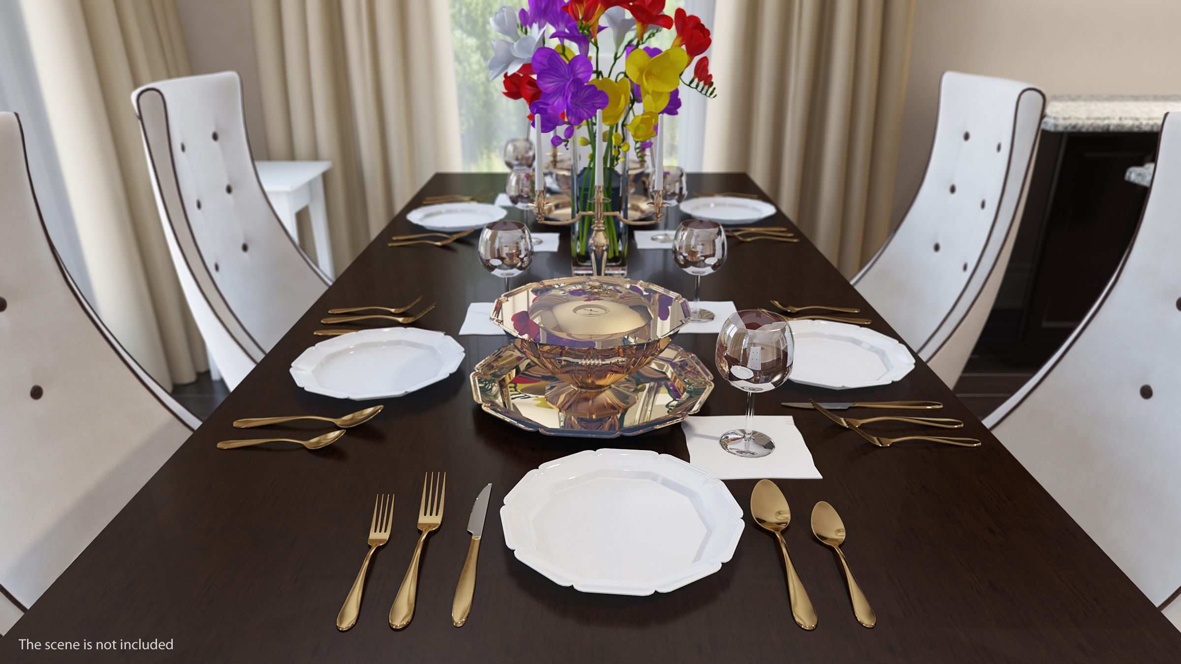 Golden Flatware Set 3D model