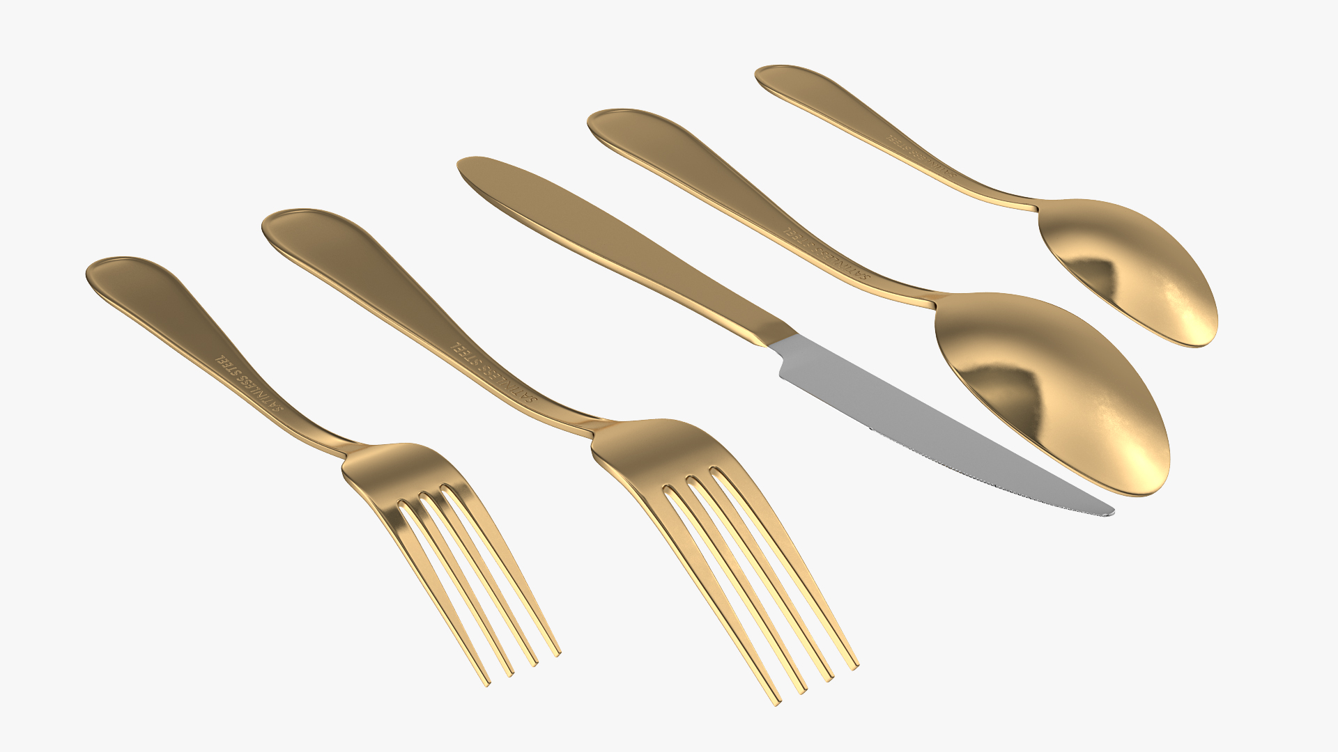 Golden Flatware Set 3D model