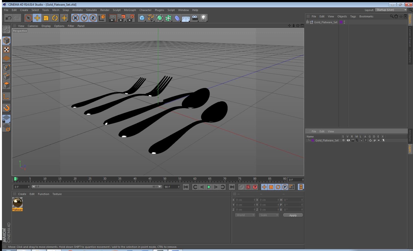 Golden Flatware Set 3D model