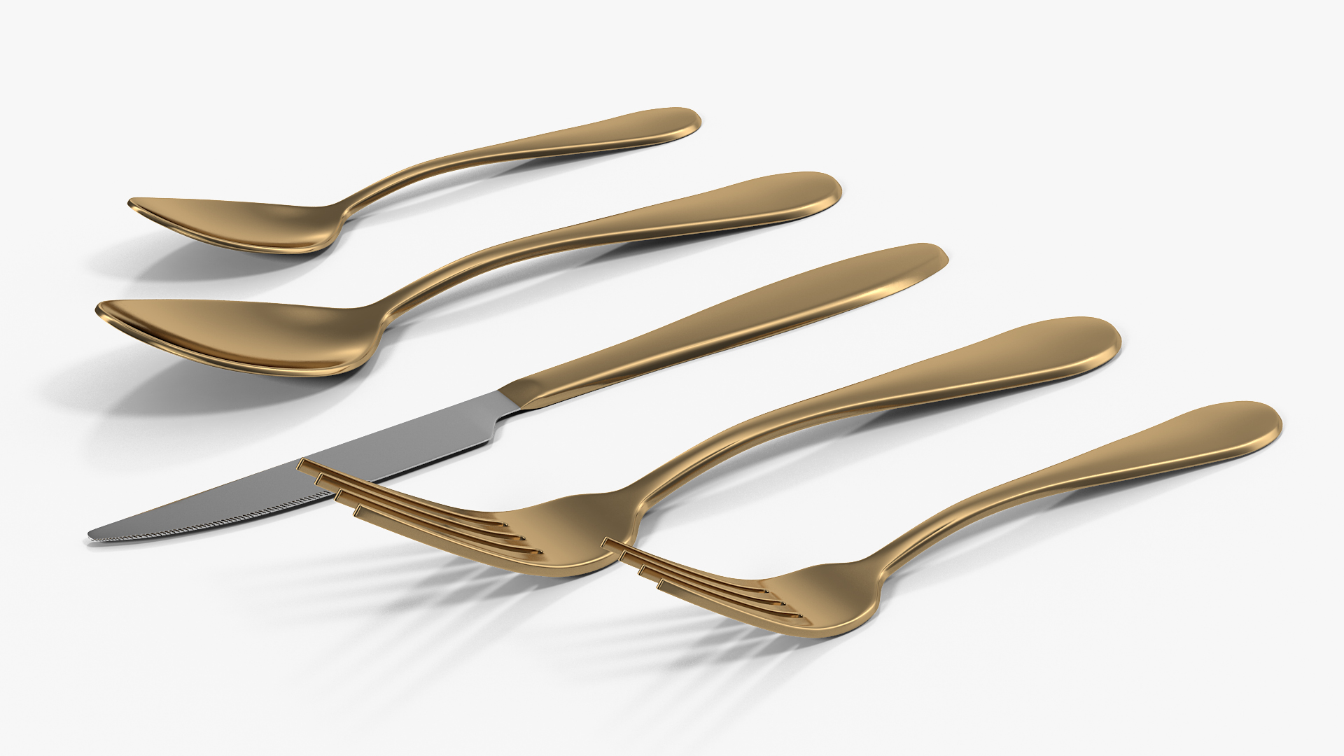 Golden Flatware Set 3D model