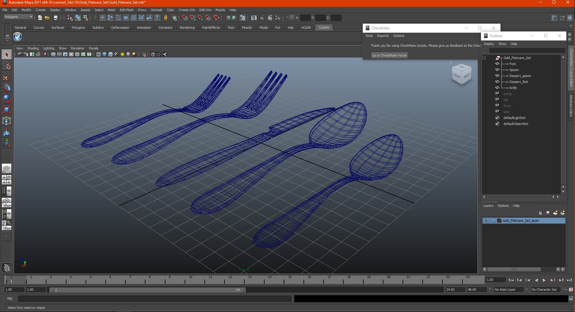Golden Flatware Set 3D model