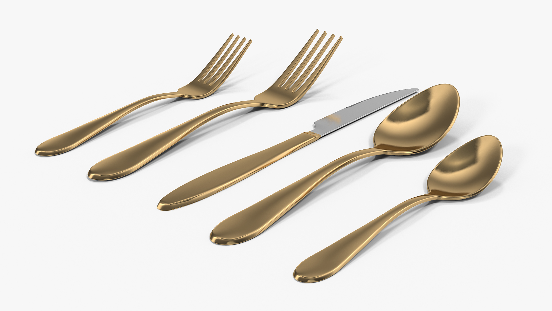 Golden Flatware Set 3D model