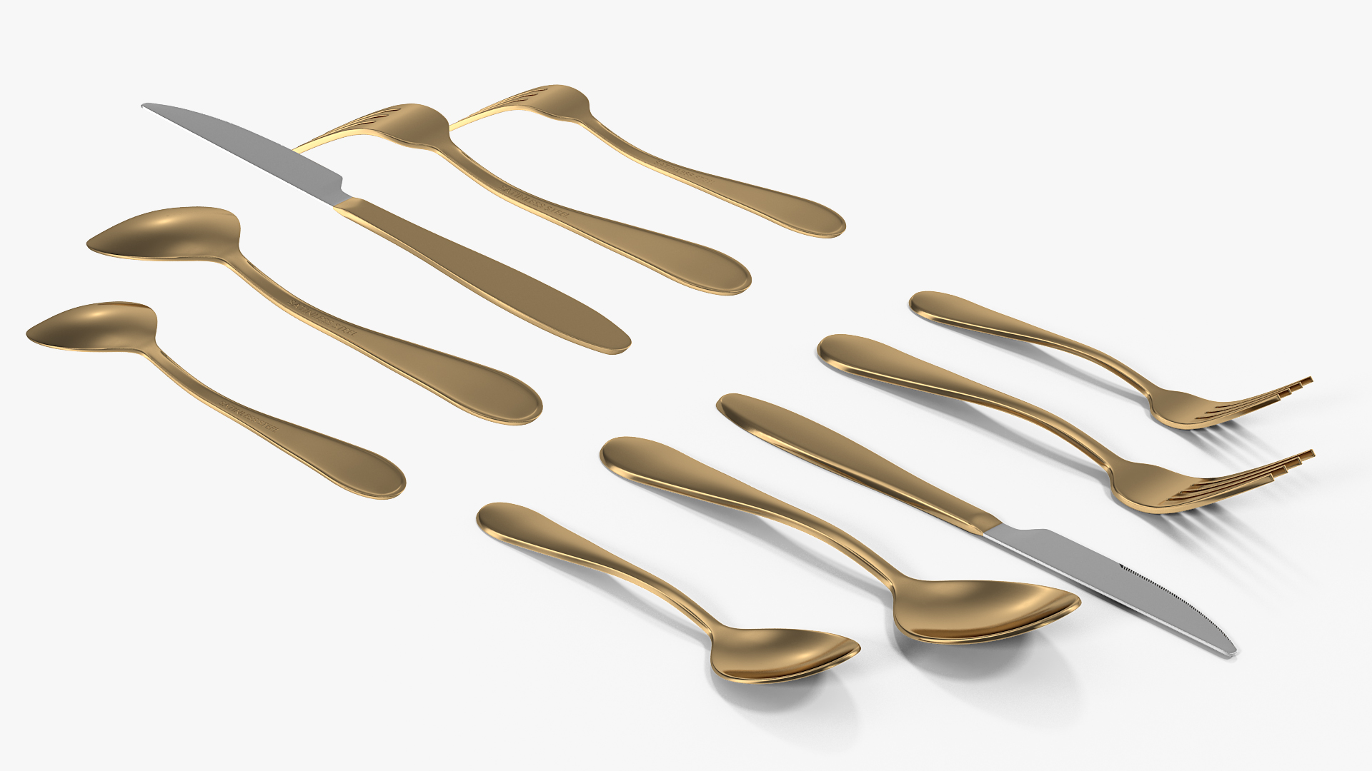Golden Flatware Set 3D model