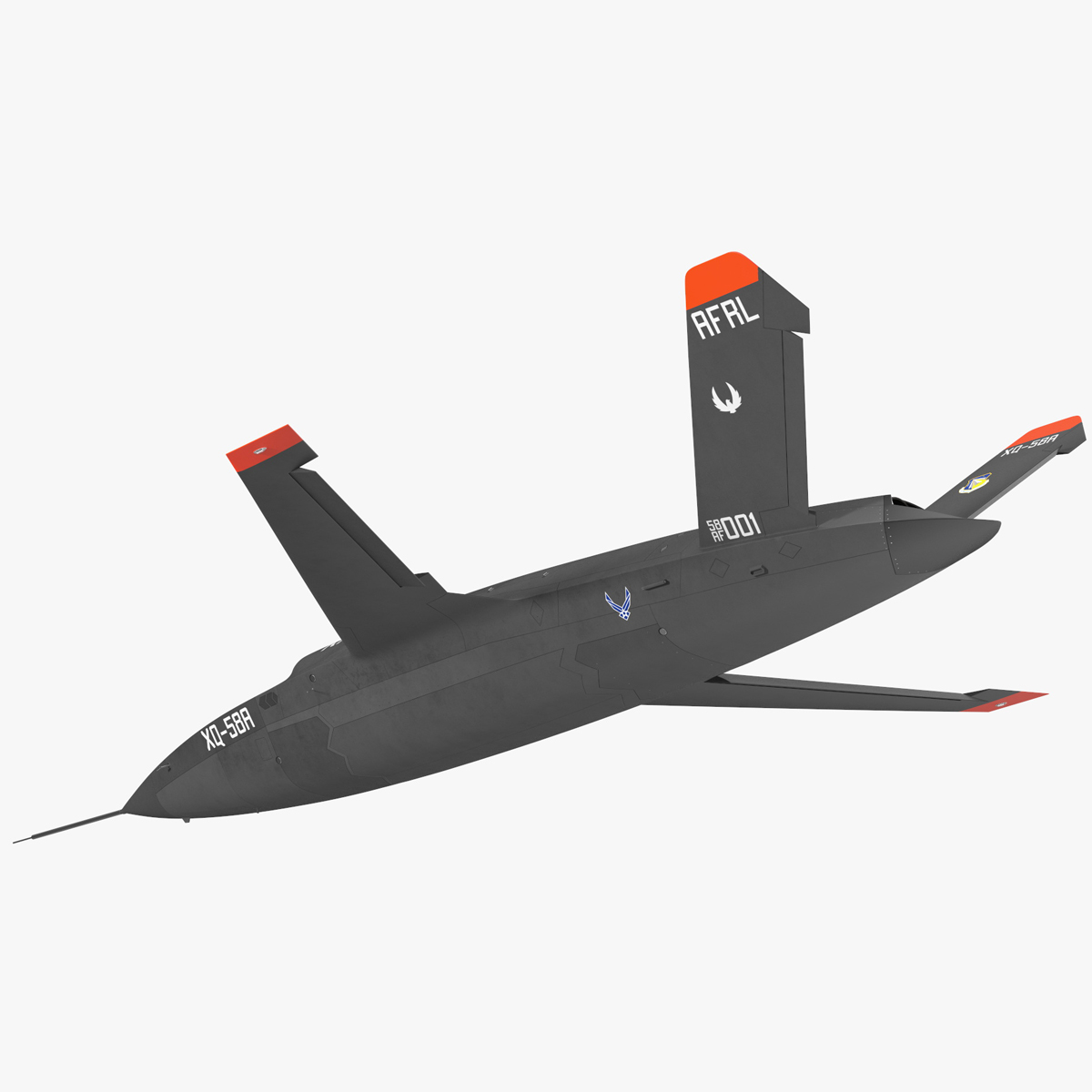 Valkyrie Kratos XQ-58 Combat Military Drone Rigged for Maya 3D model