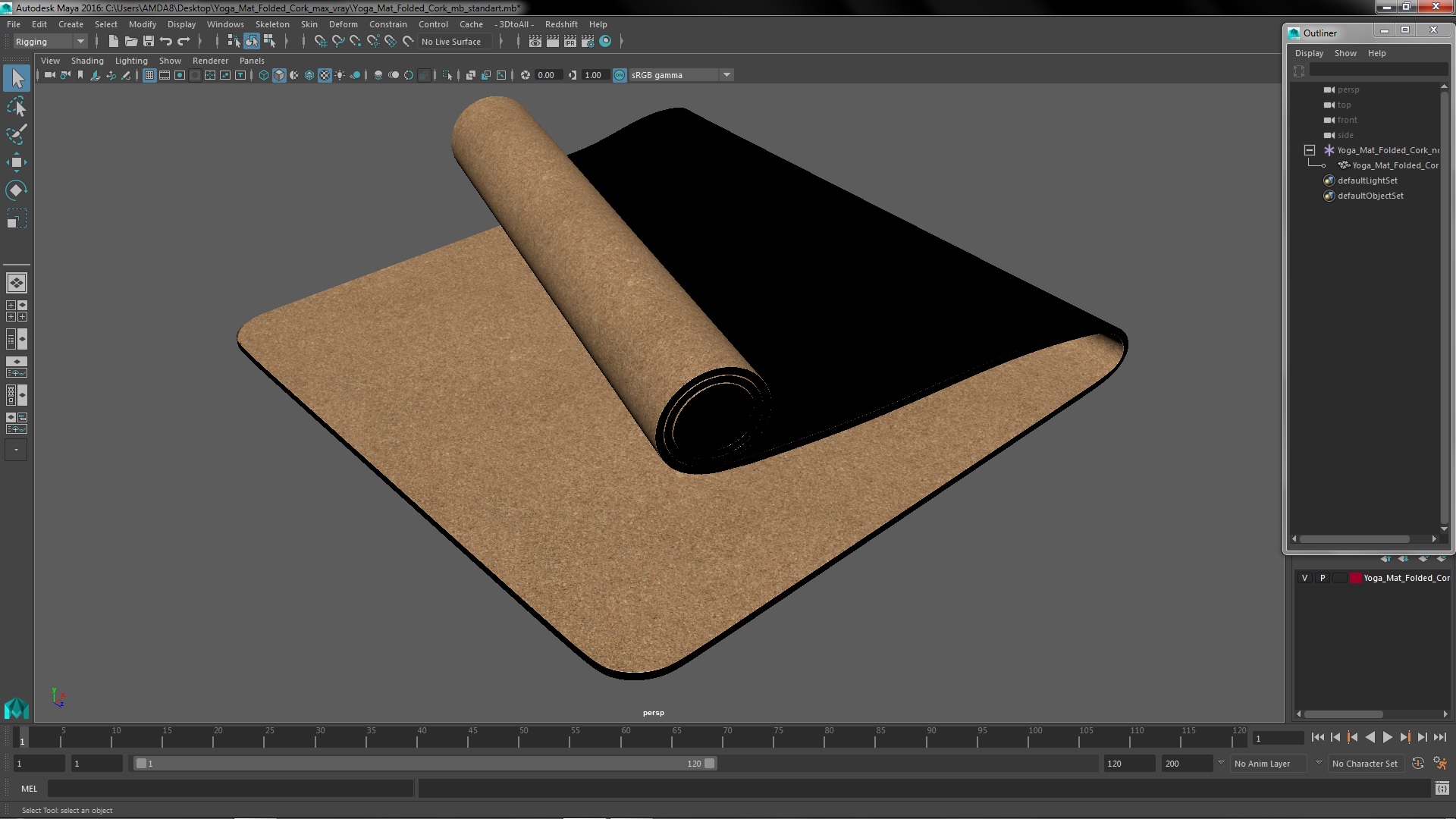 3D model Yoga Mat Folded Cork