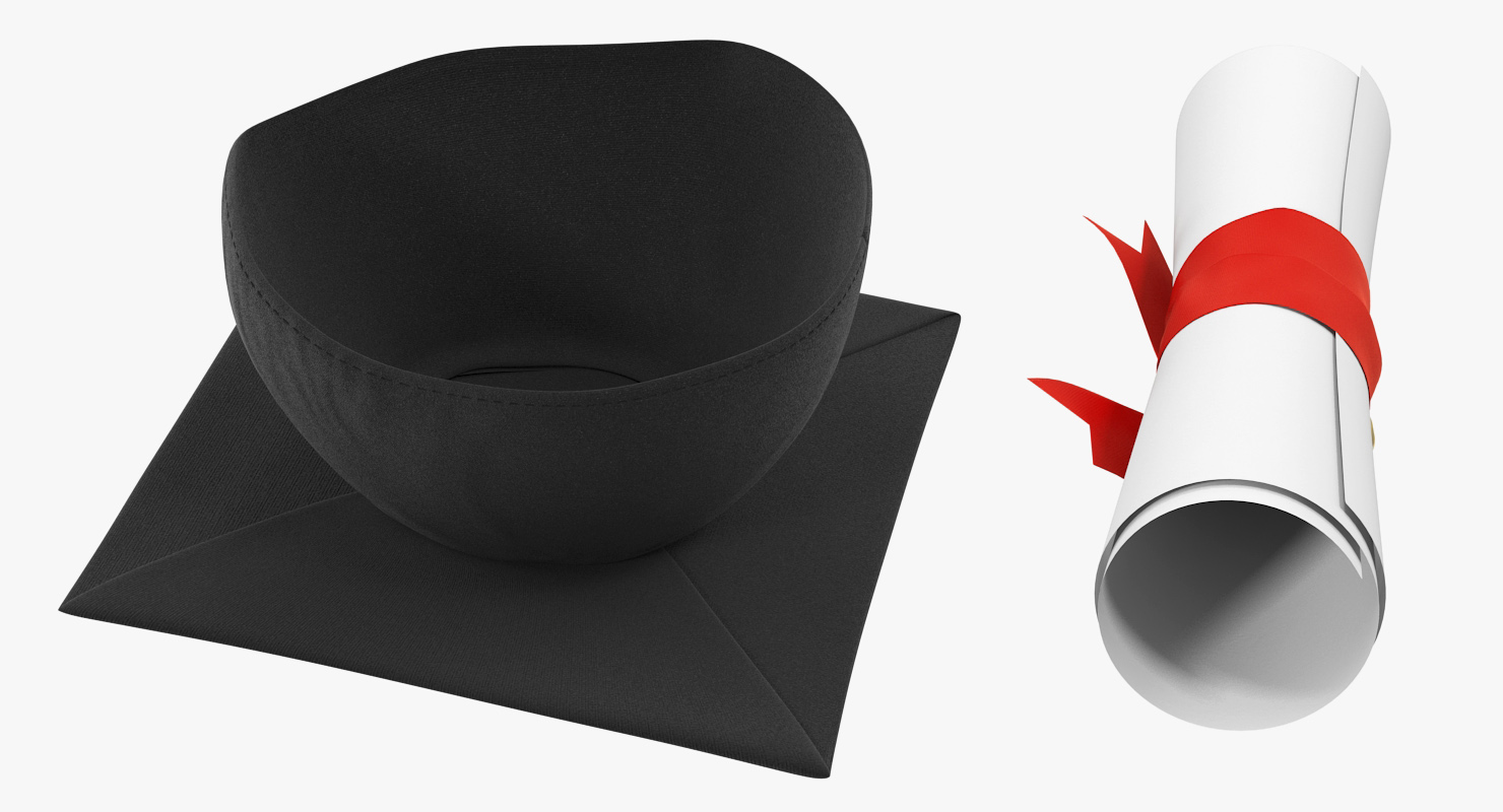 Degree Scroll and Graduation Cap 3D