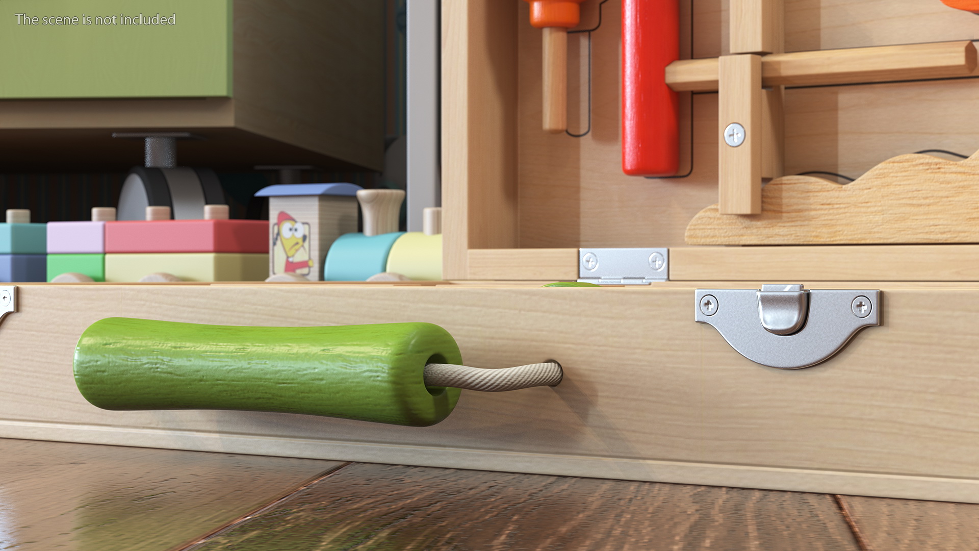 3D model Wood Tool Box with Colorful Wooden Tools