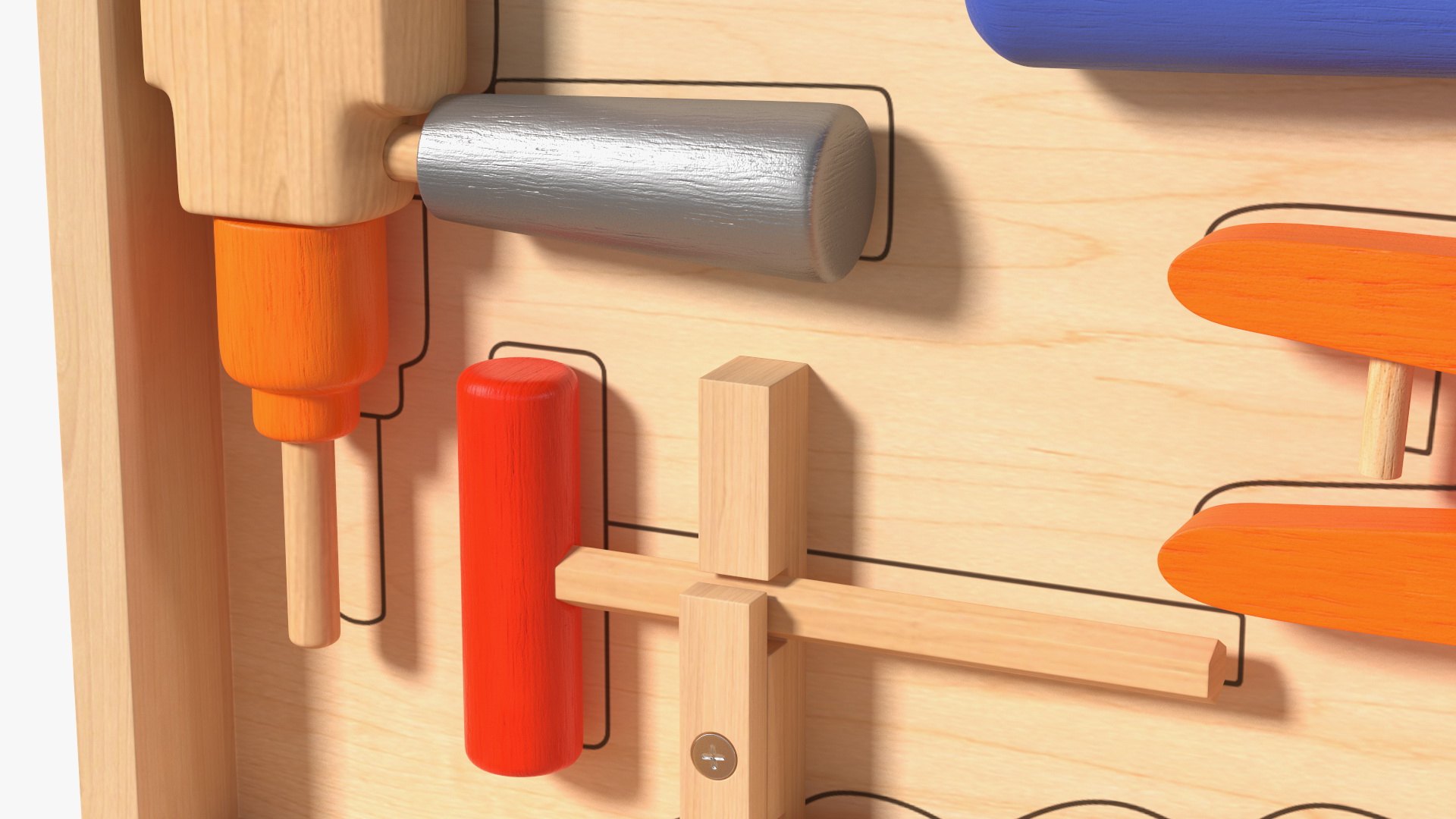 3D model Wood Tool Box with Colorful Wooden Tools