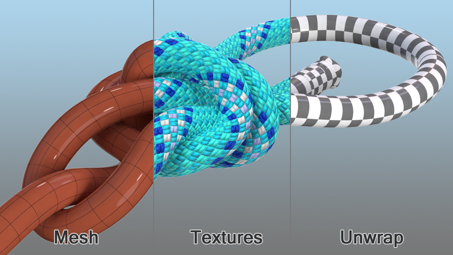 3D Water Bowline Rope Knot model