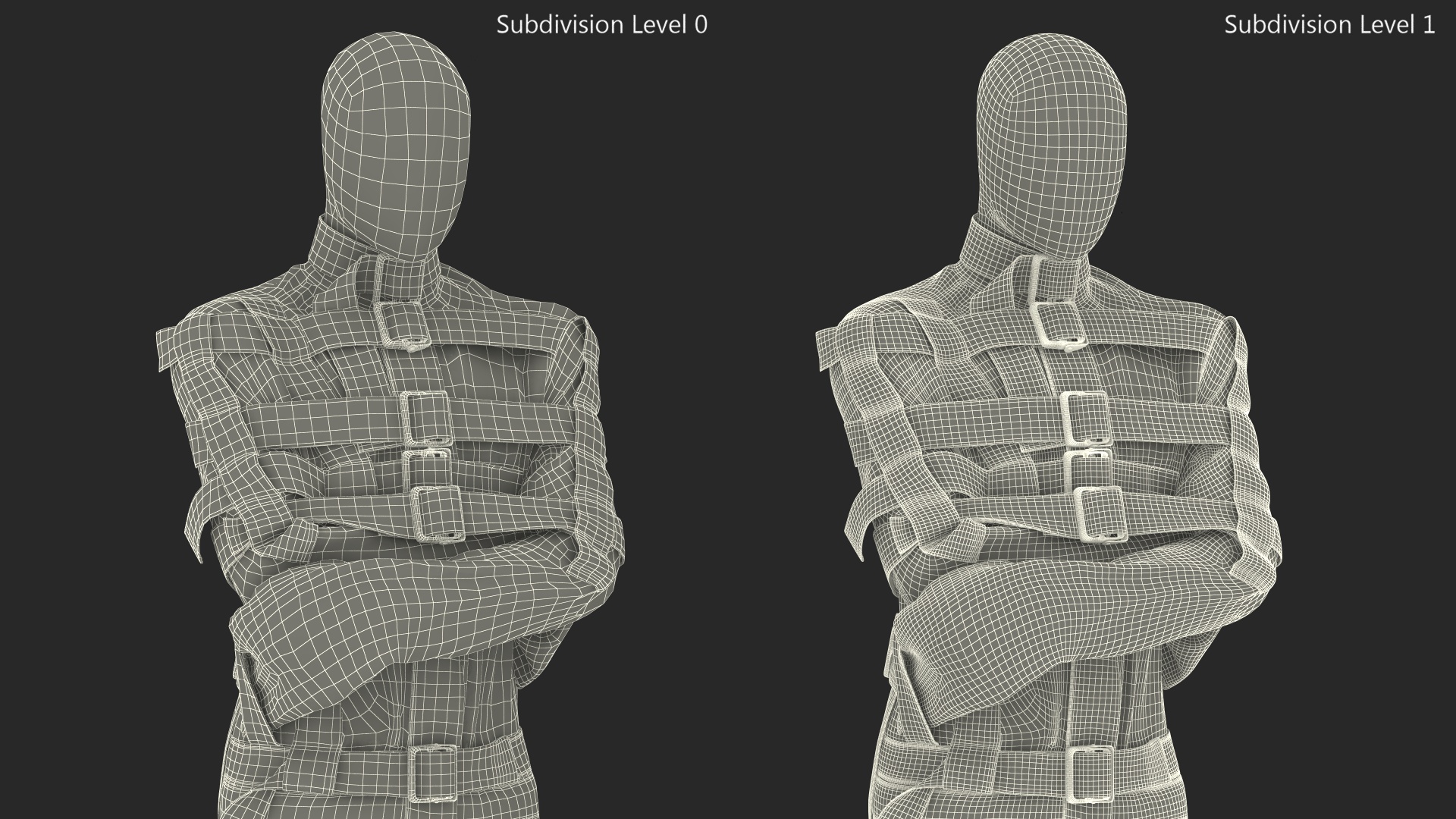 Straitjacket on Mannequin with Leather Belts 3D model