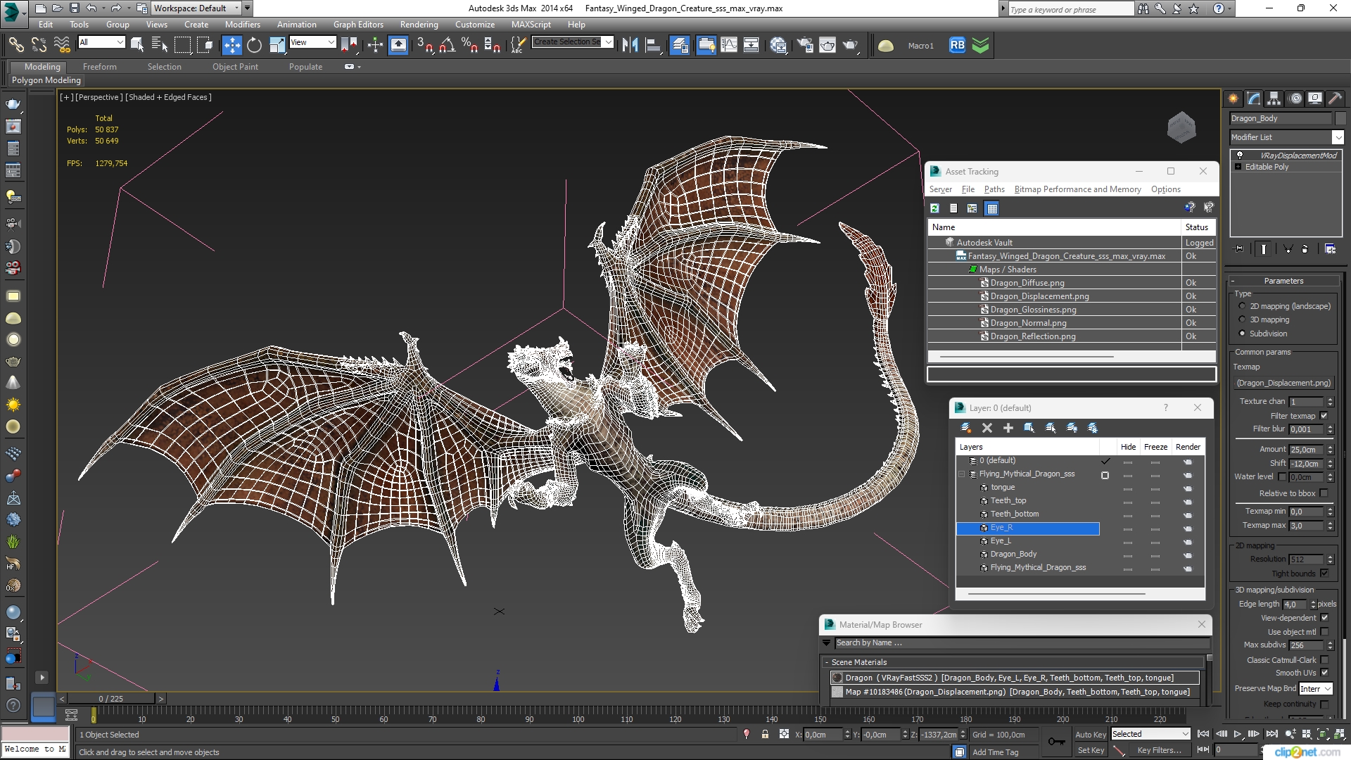 3D model Fantasy Winged Dragon Creature