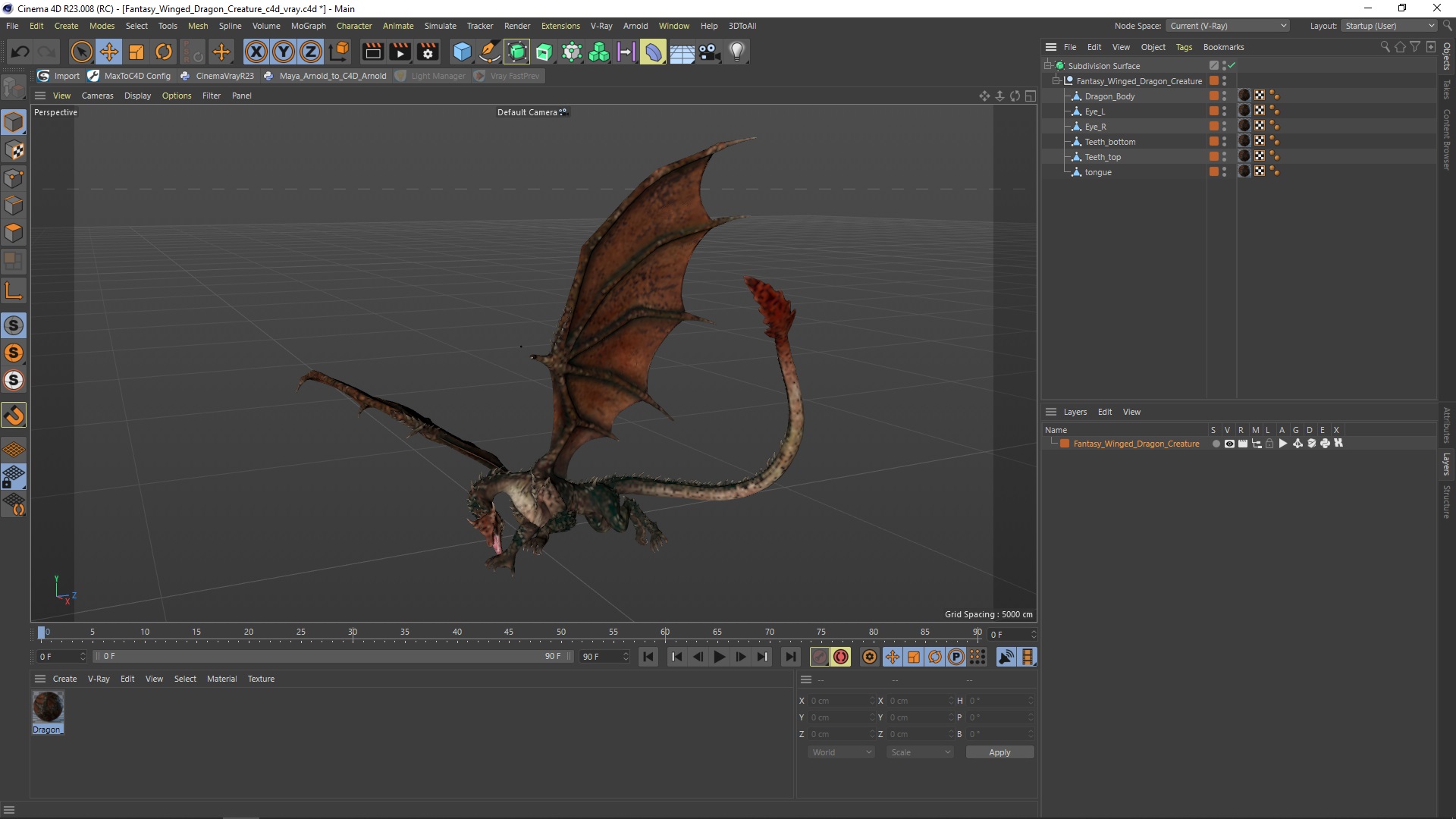 3D model Fantasy Winged Dragon Creature