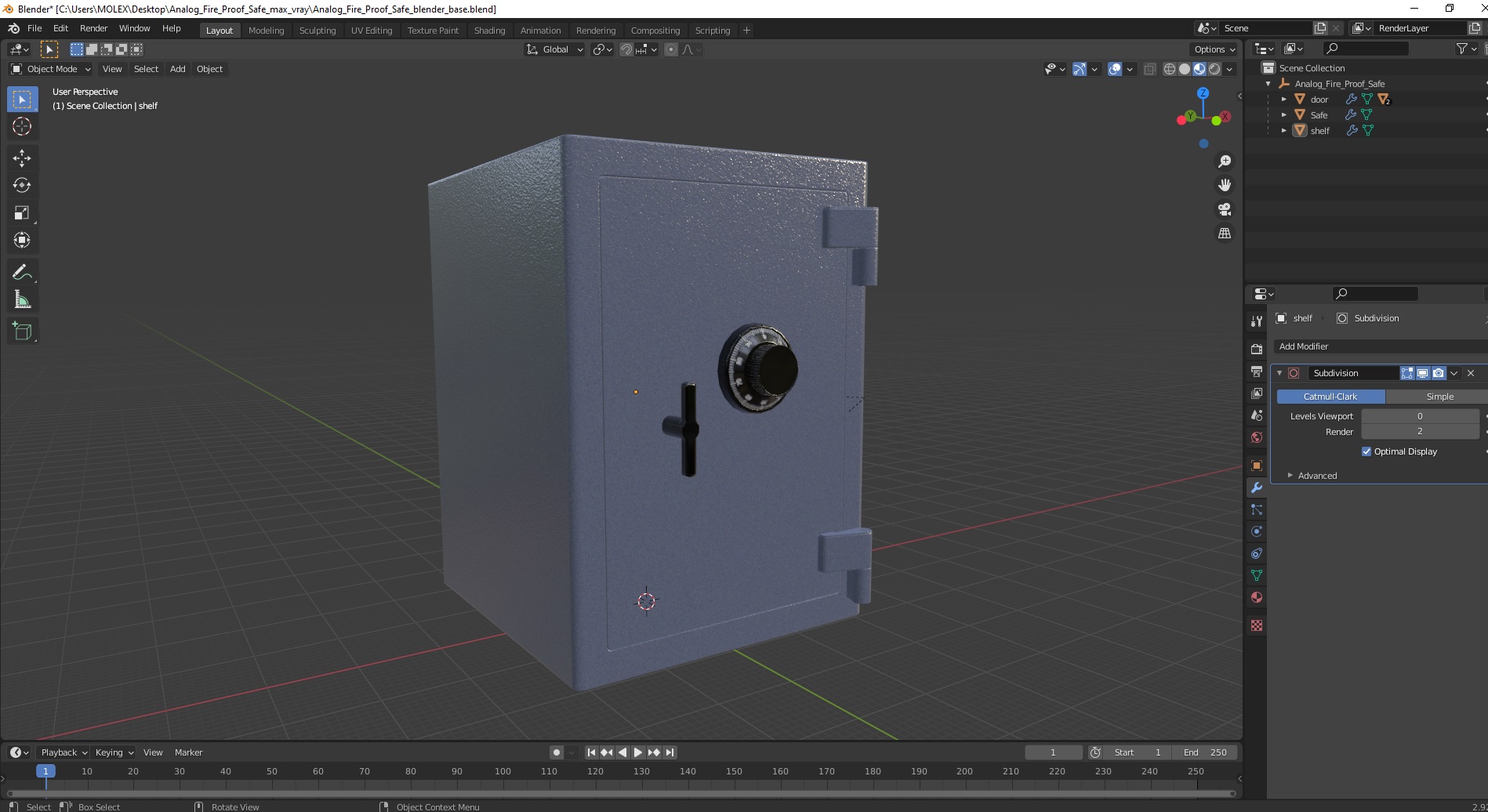 Analog Fire Proof Safe 3D