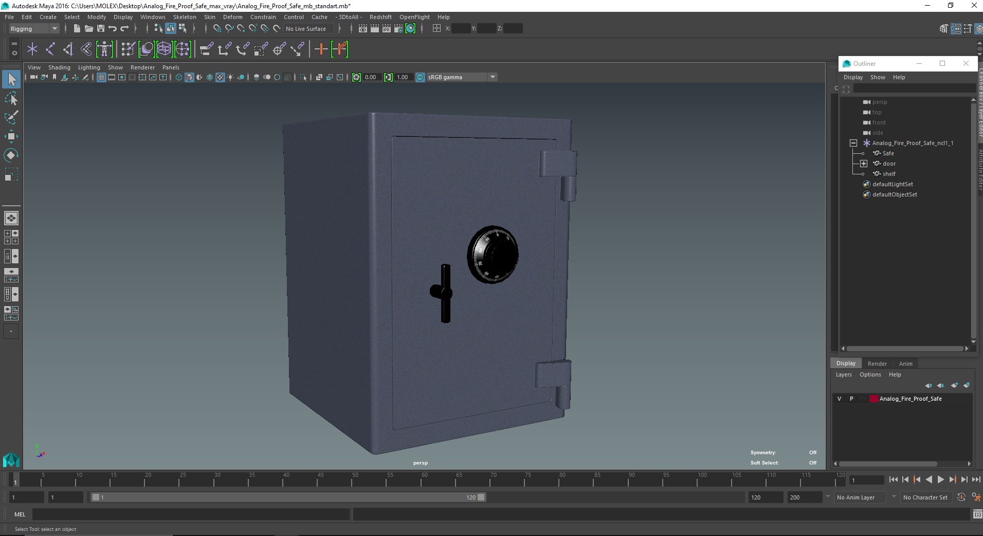 Analog Fire Proof Safe 3D