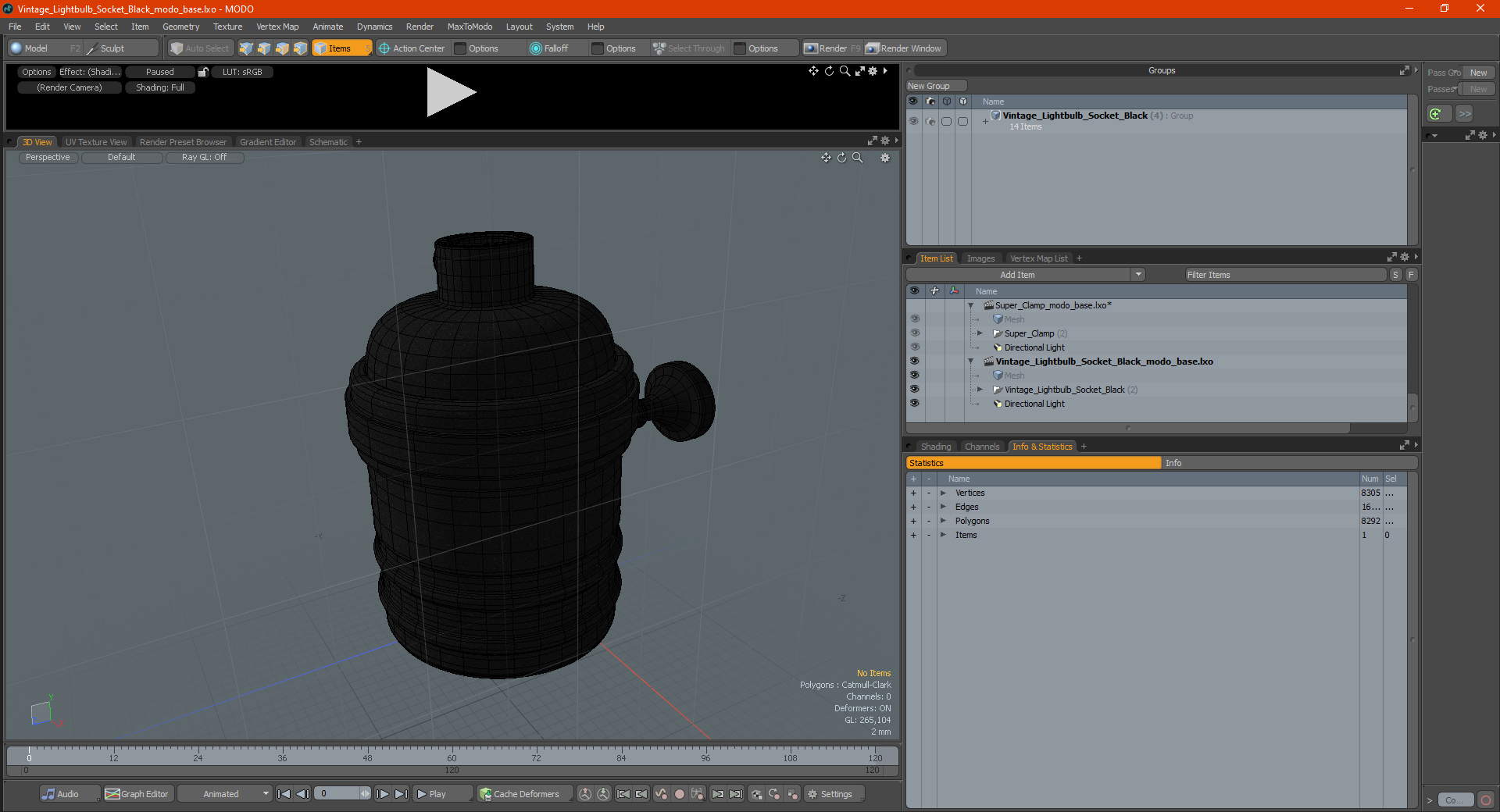 3D model Vintage Lightbulb Socket Black