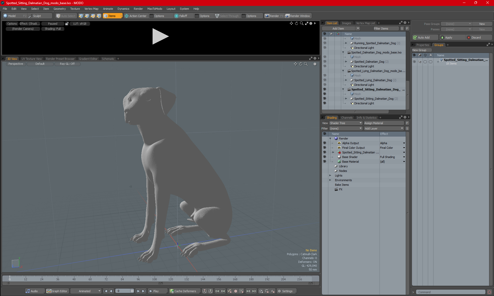 Spotted Sitting Dalmatian Dog 3D model
